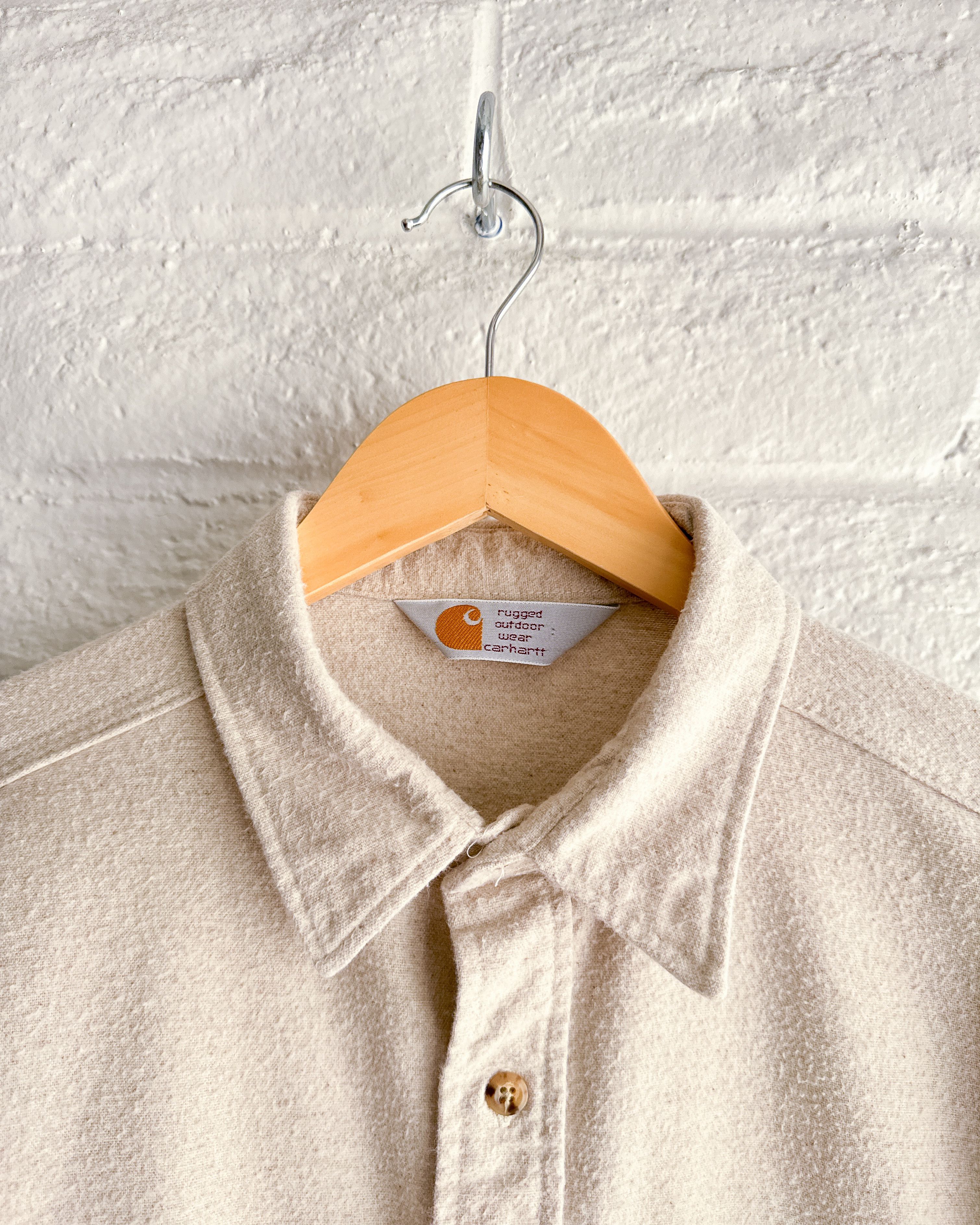 Carhartt Vintage 90s Carhartt Chamois Cotton Flannel Shirt Beige XL Size US XL / EU 56 / 4 - 2 Thumbnail