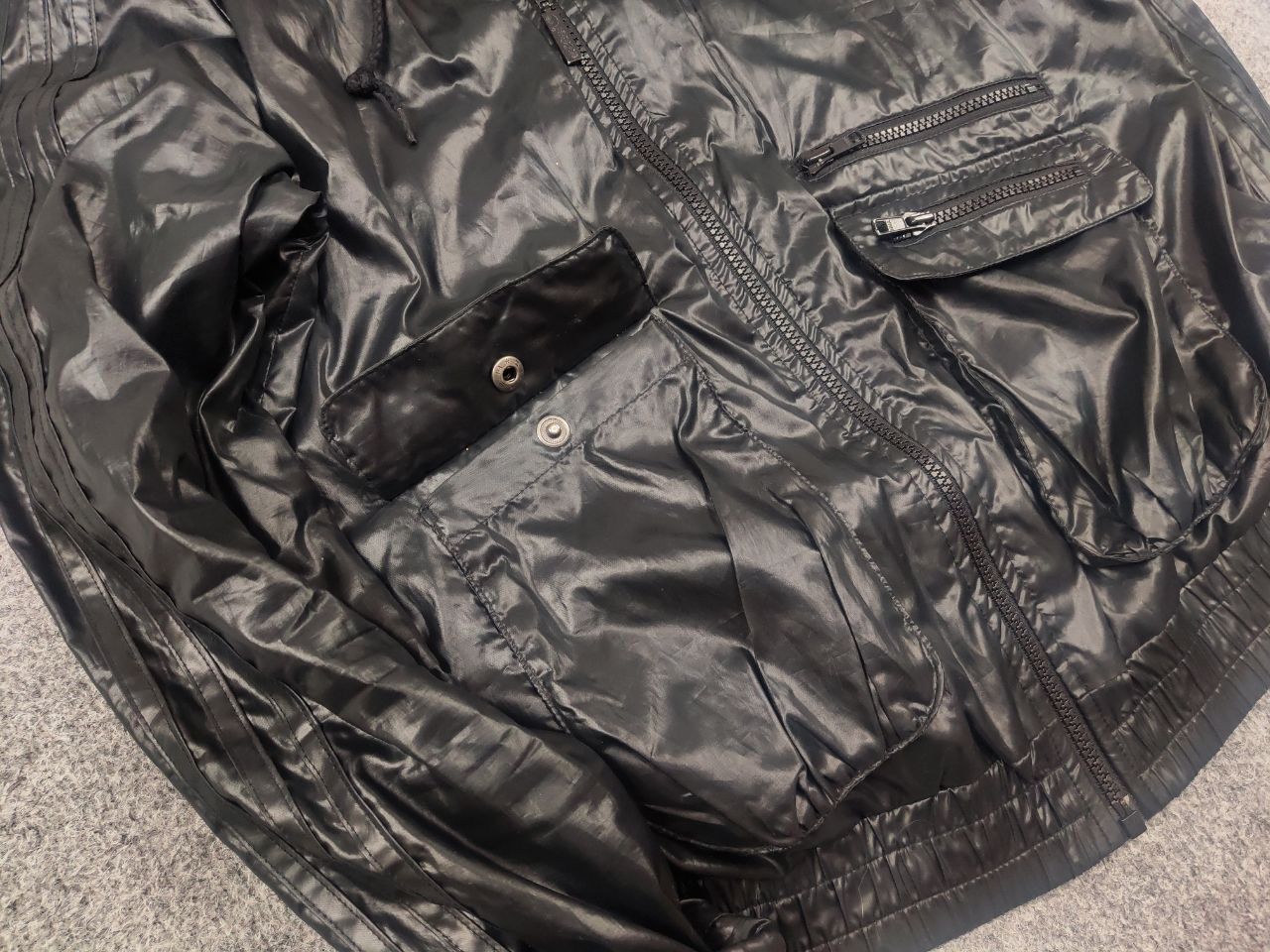 Adidas Vintage 00s all black Multi Pocket Bomber Jacket Y2K