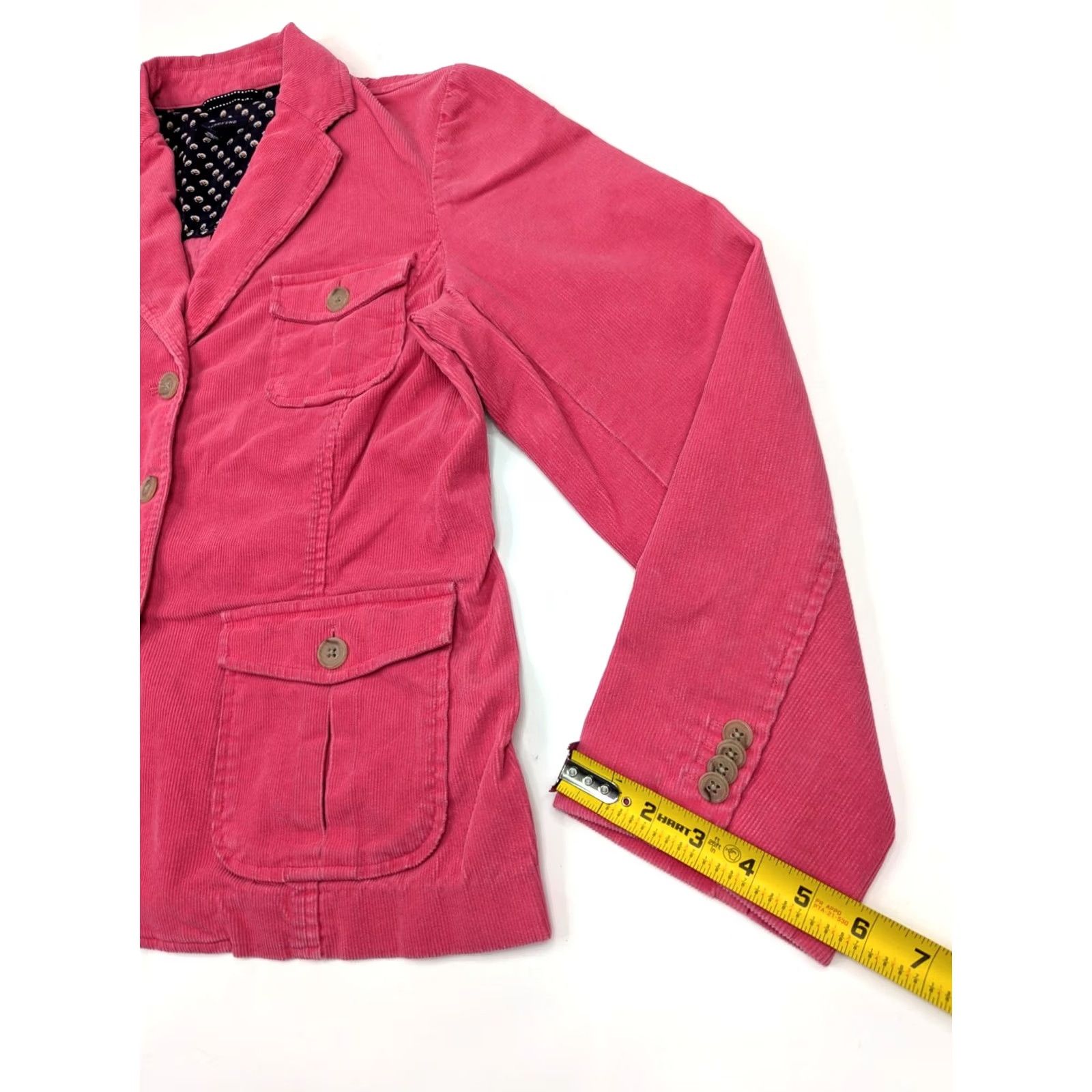 Lands' End Lands' End Pink Trucker Corduroy Coat Jacket Women 14 Button Cotton Coat Corduroy Long Sleeve Casual Size XL / US 12-14 / IT 48-50 - 2 Thumbnail