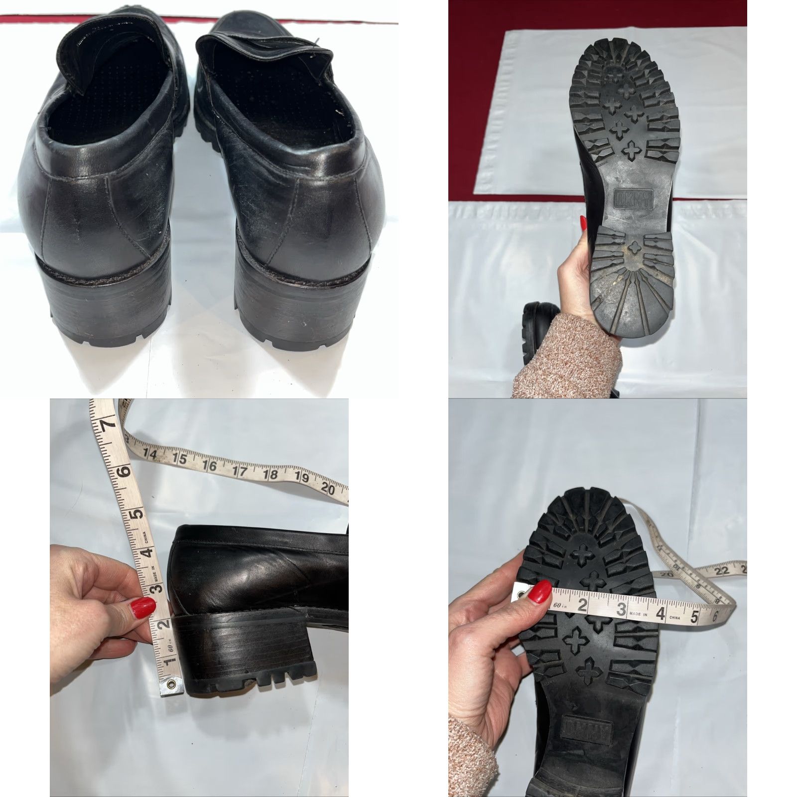 DKNY VINTAGE DKNY BLACK LEATHER Chunky HEEL LOAFERS Women 11B Slip On Y2K Brazil Non Slip Treads Almond Toe Block Heel Loafers Size US 11 / IT 41 - 8 Thumbnail