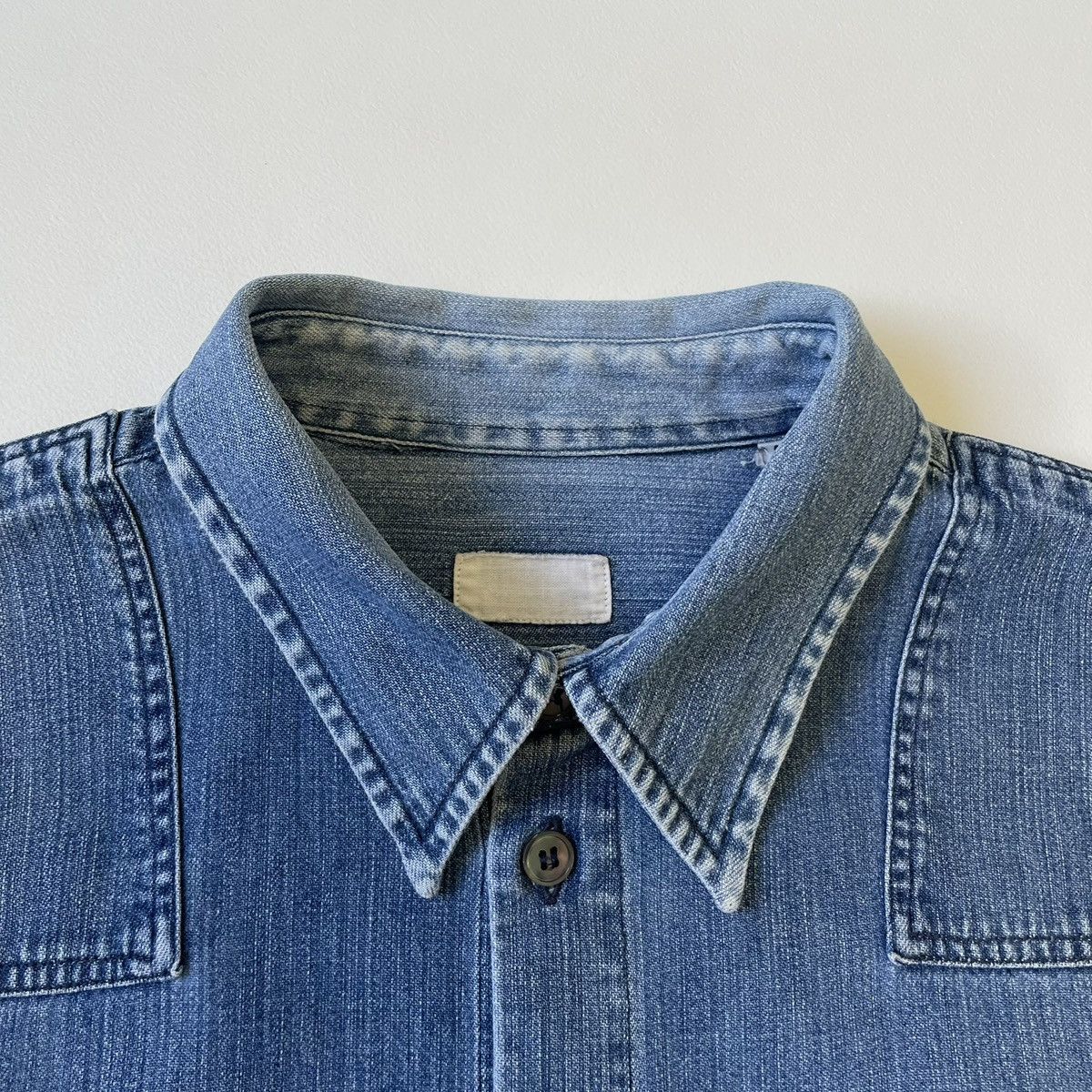 Helmut Lang 1998 Washed Blue Denim Military Shirt Size US M / EU 48-50 / 2 - 5 Thumbnail