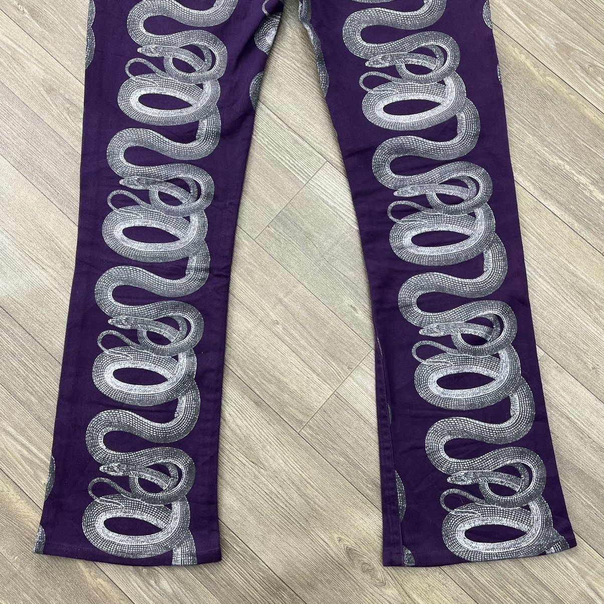 Hysteric Glamour RARE💜 1998s Hysteric Glamour Snake Print Purple Flared Jeans Size US 28 / EU 44 - 13 Thumbnail