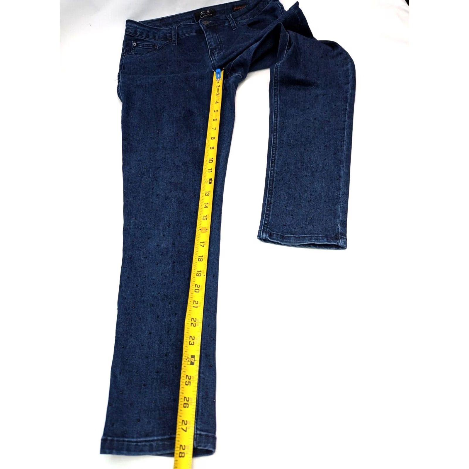 Vintage Earl Jeans Skinny Ankle Jeans Women 10 Blue Studded Logo 32x28 Slim 5-Pocket Denim Size 32" / US 10 / IT 46 - 6 Thumbnail