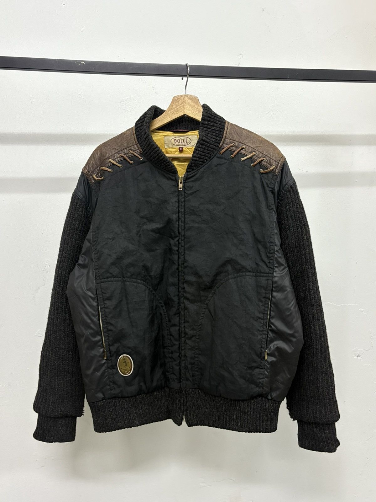 Dolce & Gabbana Vintage Dolce Inspired Lace Up Bomber Wool Leather Jacket Size US XL / EU 56 / 4 - 20 Thumbnail