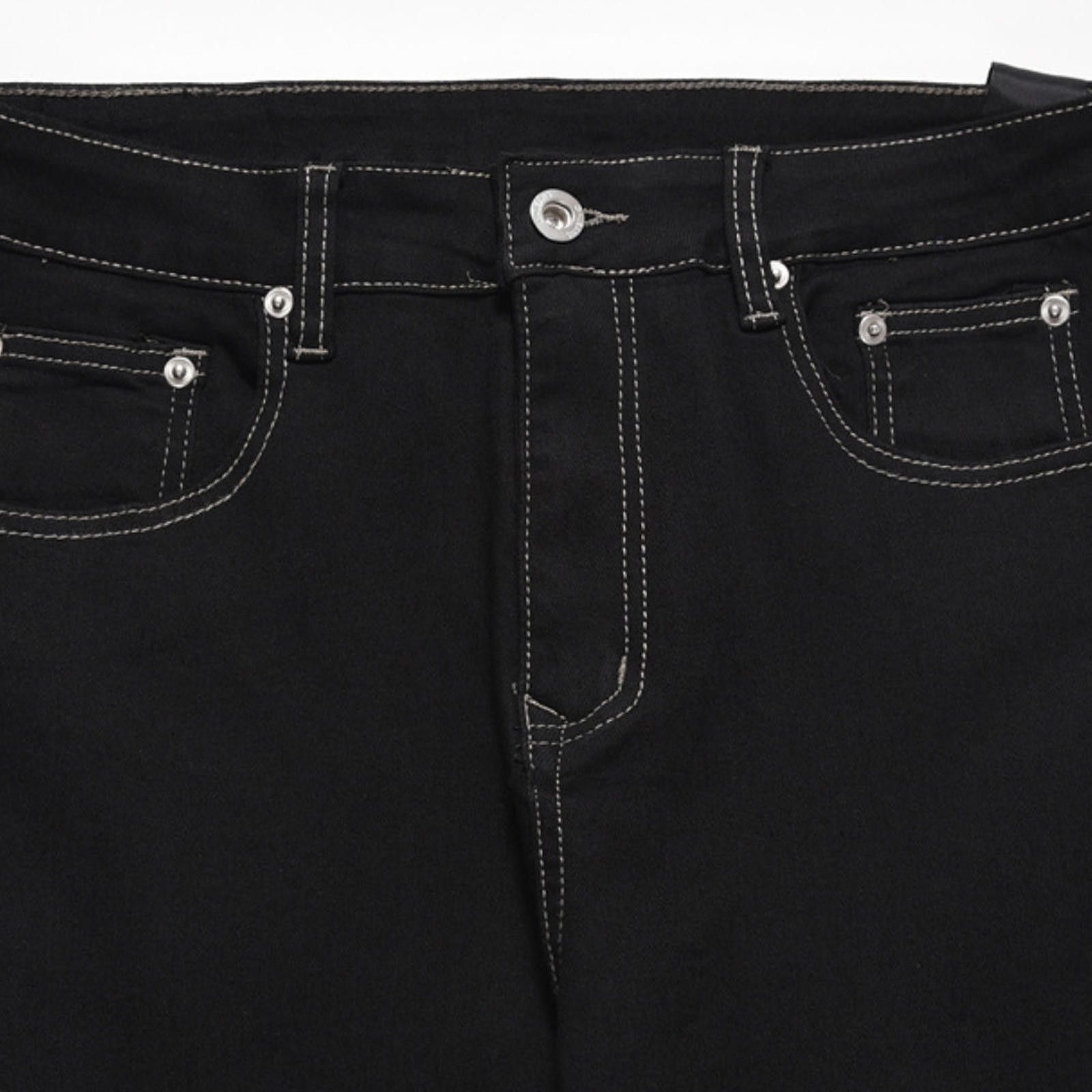 Japanese Brand Skinny Stacked Flare Black Jeans with White Stitching Size US 32 / EU 48 - 8 Thumbnail