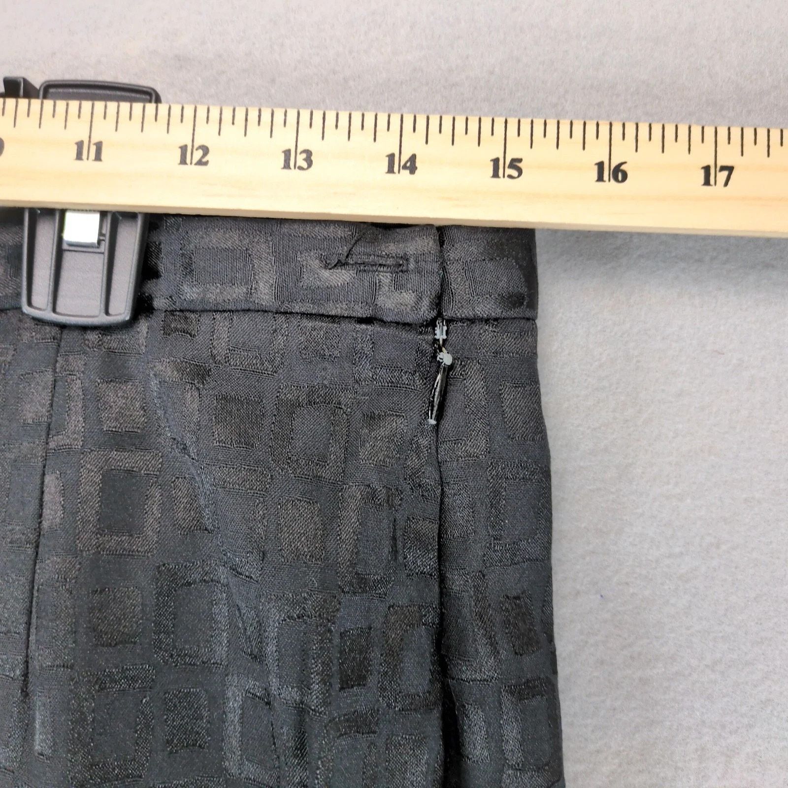 Vintage Josephine Chaus Satin Contrast Geometric Black Dress Pants Size 34" / US 12 / IT 48 - 5 Thumbnail