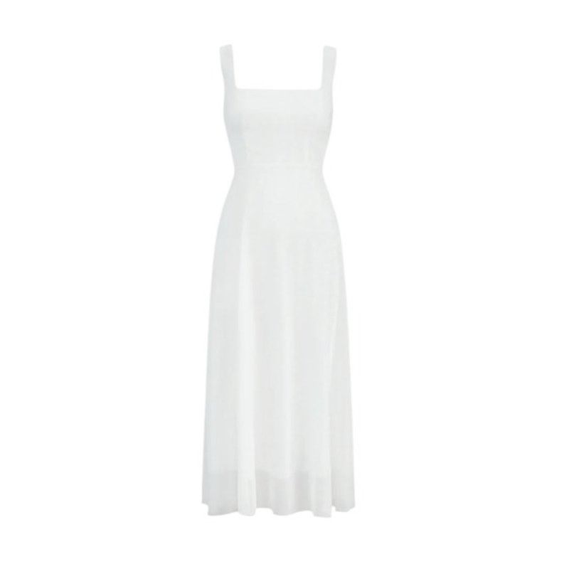 Other White Semi-Sheer Cami Sleeveless Square Neck Long Dress Size M / US 6-8 / IT 42-44 - 2 Thumbnail