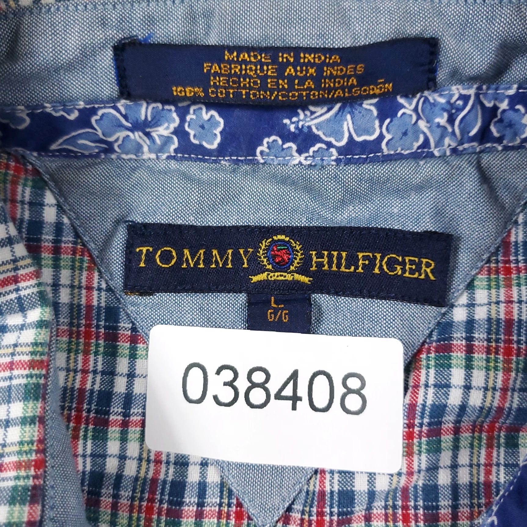 Tommy Hilfiger Tommy Hilfiger Shirt Mens Large Blue Red Plaid Button Up Short Sleeve Shirt Size US L / EU 52-54 / 3 - 7 Thumbnail