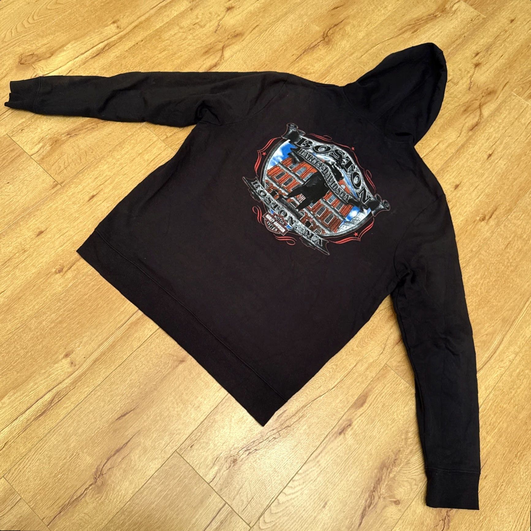 Harley Davidson Harley-Davidson Jacket Boston Full Zip Hooded Men’s XL Black Faded Sweatshirt Motorcycle Women's? Size US XL / EU 56 / 4 - 2 Thumbnail