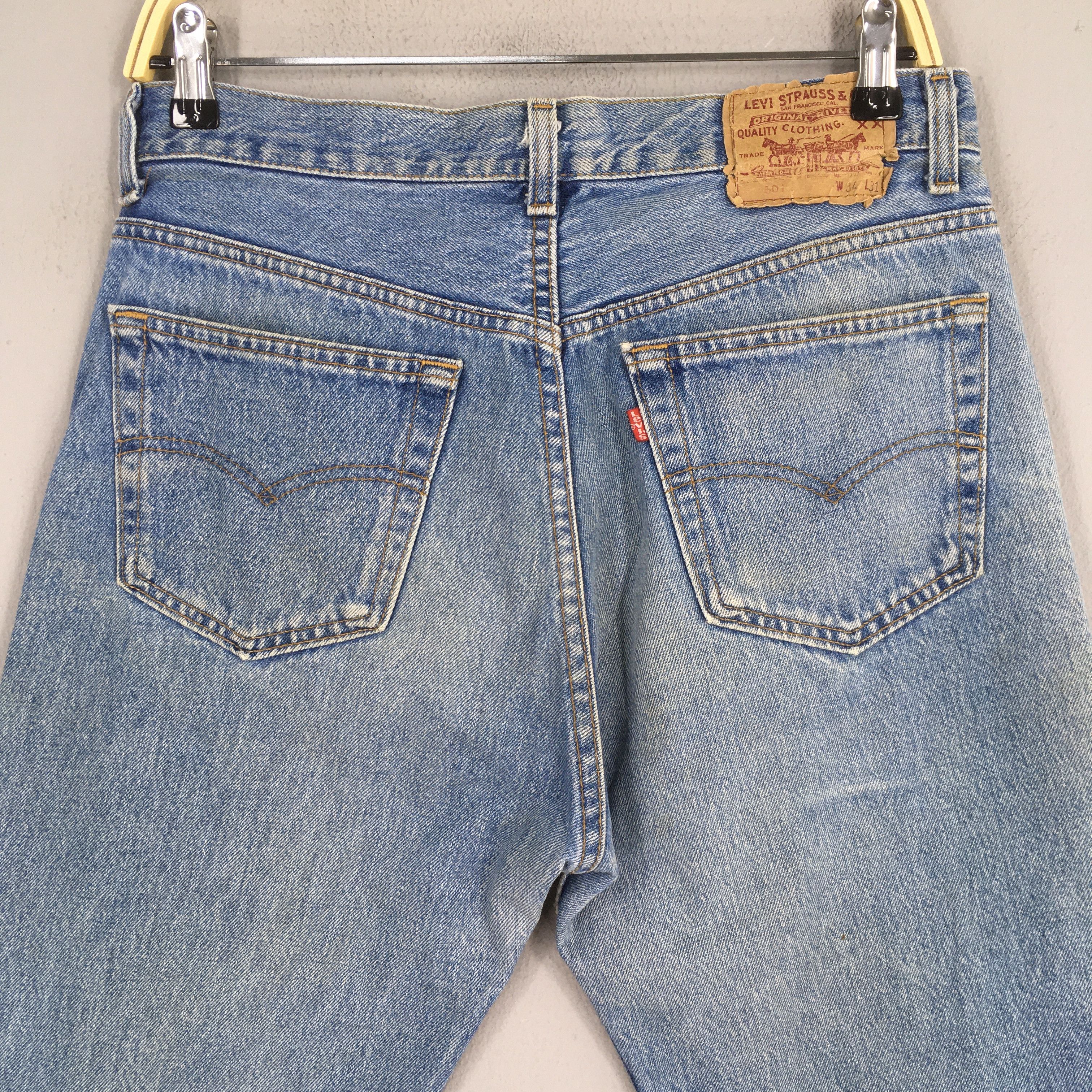 Levi's Size 31x31 Vintage 90s Levi's 501 Faded Blue Jeans S401 Size US 31 - 8 Thumbnail