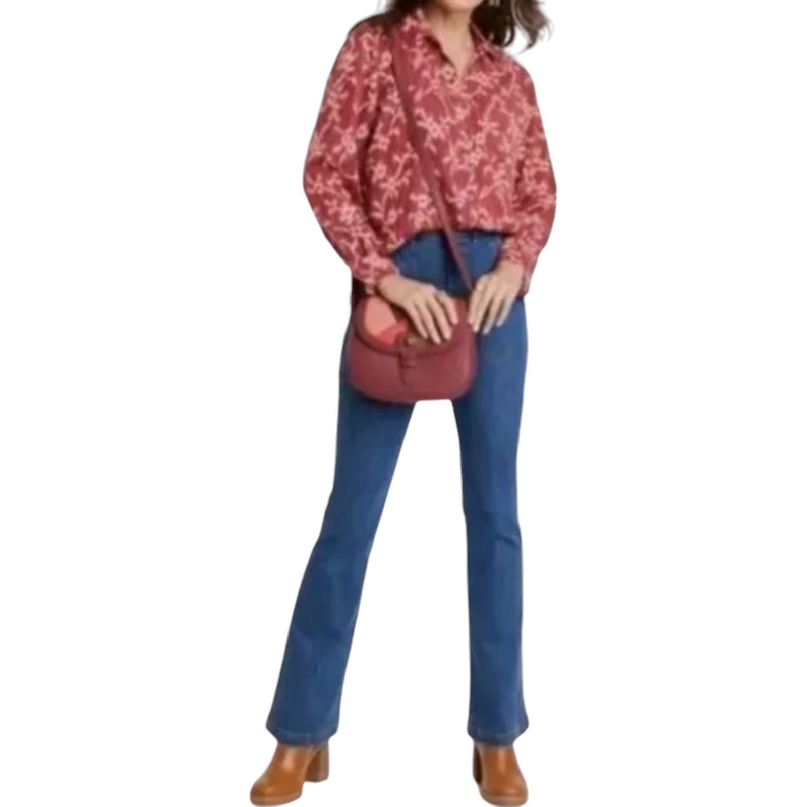Other Knox Rose - Women's Long Sleeve Button-Down Shirt Top - Red Size L / US 10 / IT 46 - 13 Thumbnail