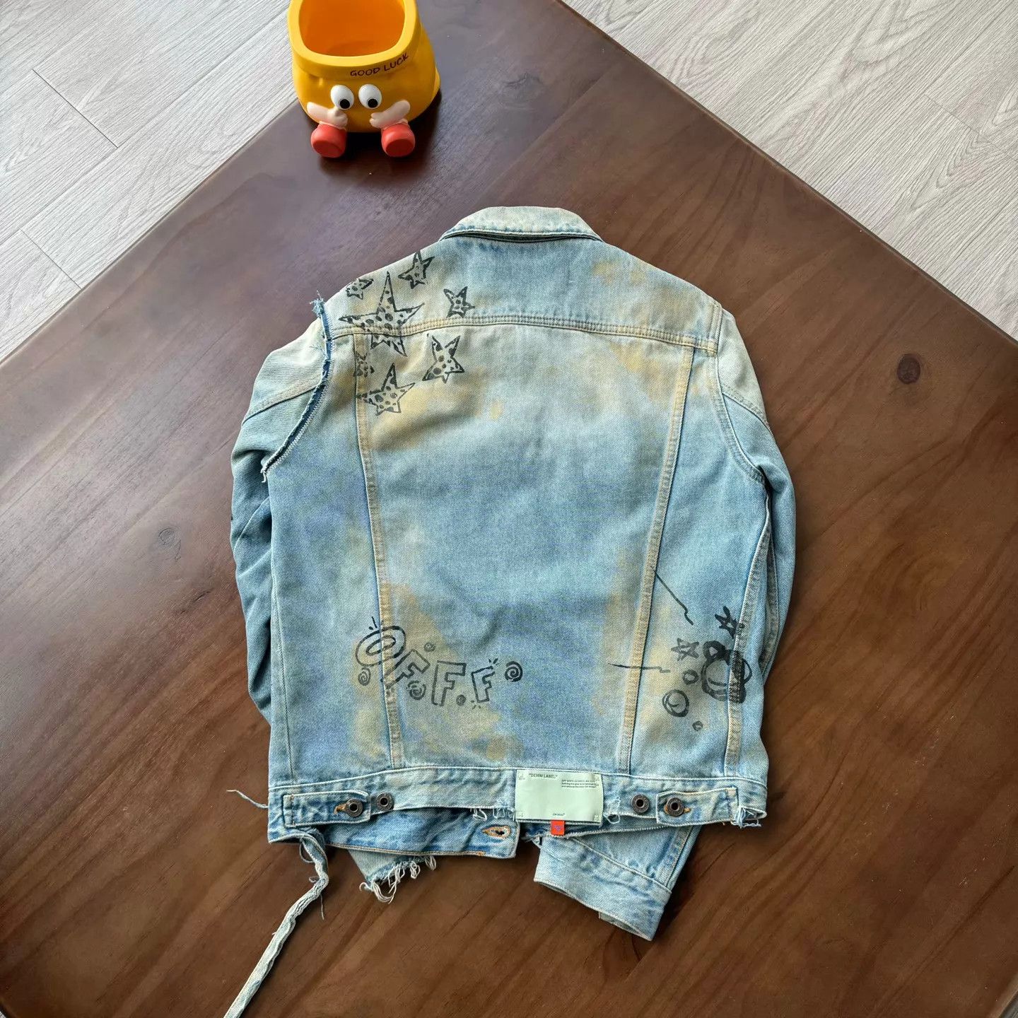 Off-White OW Distressed Graffiti Denim Jacket M Mint Size US M / EU 48-50 / 2 - 2 Thumbnail