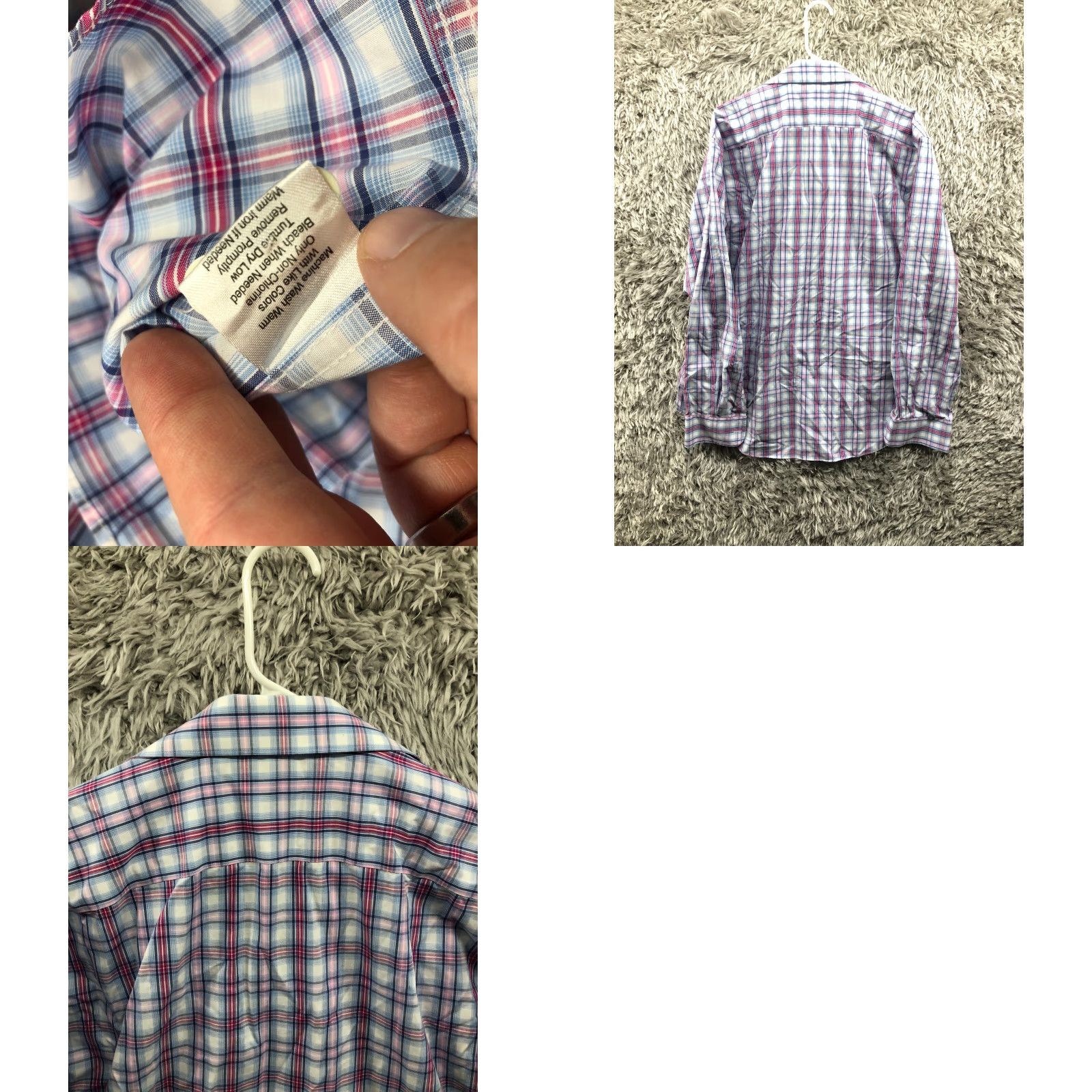 Egara Egara Shirt Mens Blue Plaid Long Sleeve Spread Collar Shirt XXL Size US XXL / EU 58 / 5 - 8 Thumbnail