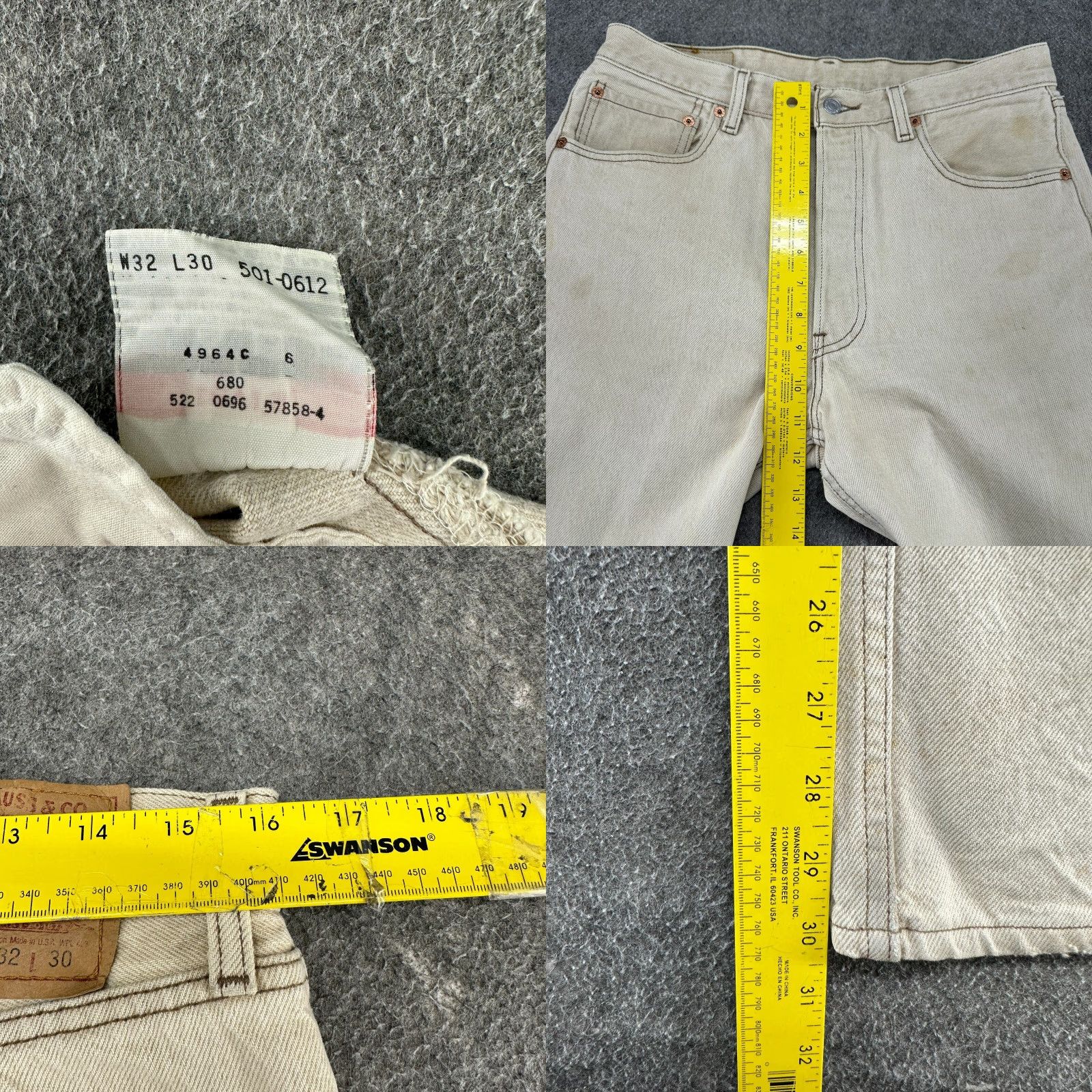 Levi's VINTAGE Levi's 501 Jeans Mens 32x30 Beige Light Wash Straight Regular Fit USA 90s Men's Jeans Regular Beige 501 Series Distressed USA Pattern Size US 32 / EU 48 - 9 Thumbnail
