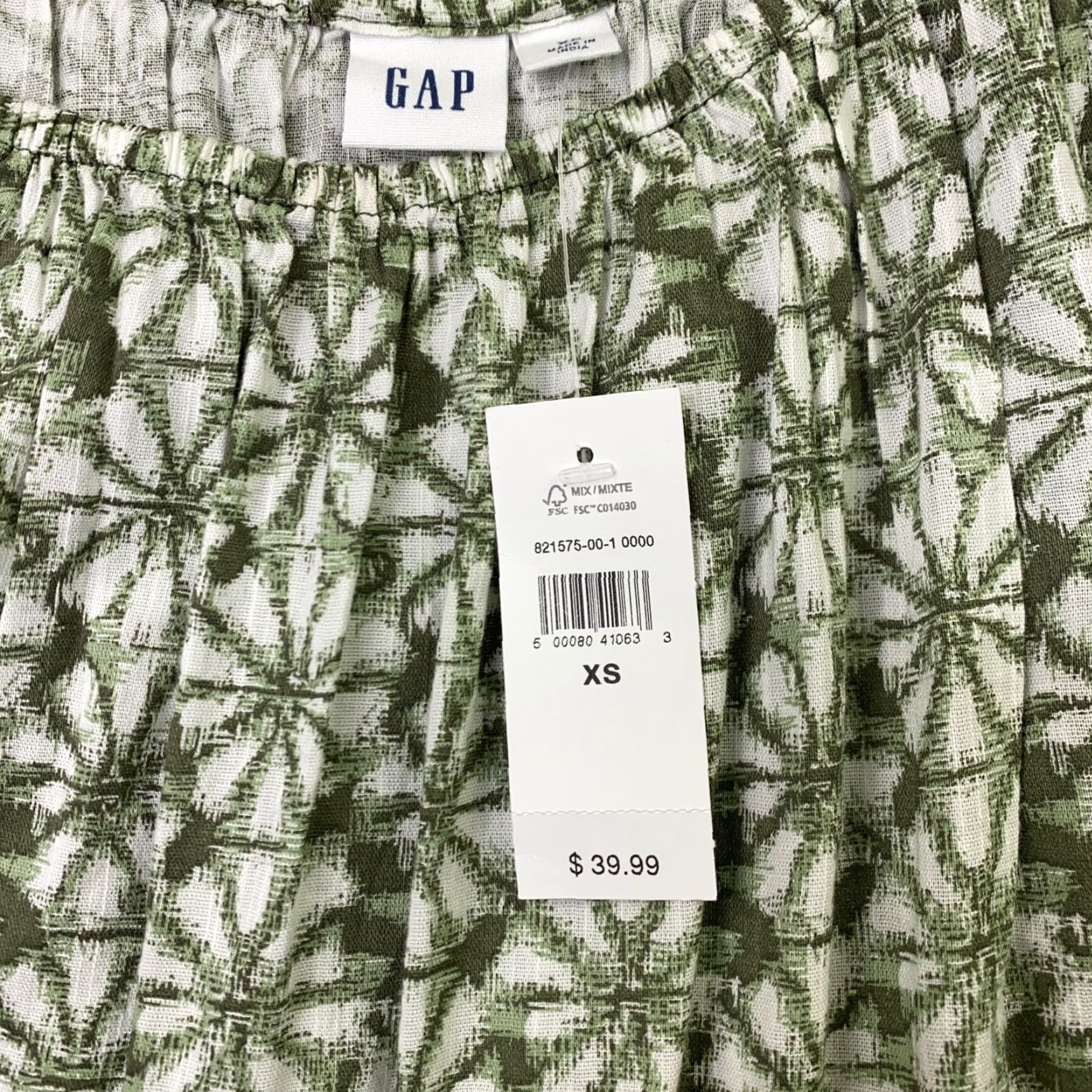 Gap Gap Green Geometric Blouse Women’s XS Flutter Sleeve Round Neck Lightweight Casual Size XS / US 0-2 / IT 36-38 - 3 Thumbnail
