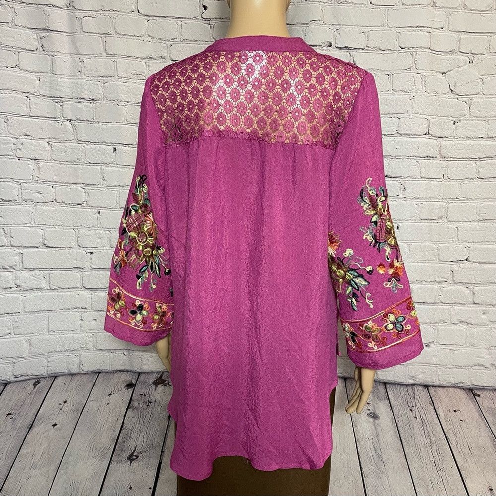 Anthropologie NWT New Anthropologie Fig & Flower Embroidery Purple Floral Size S / US 4 / IT 40 - 6 Thumbnail