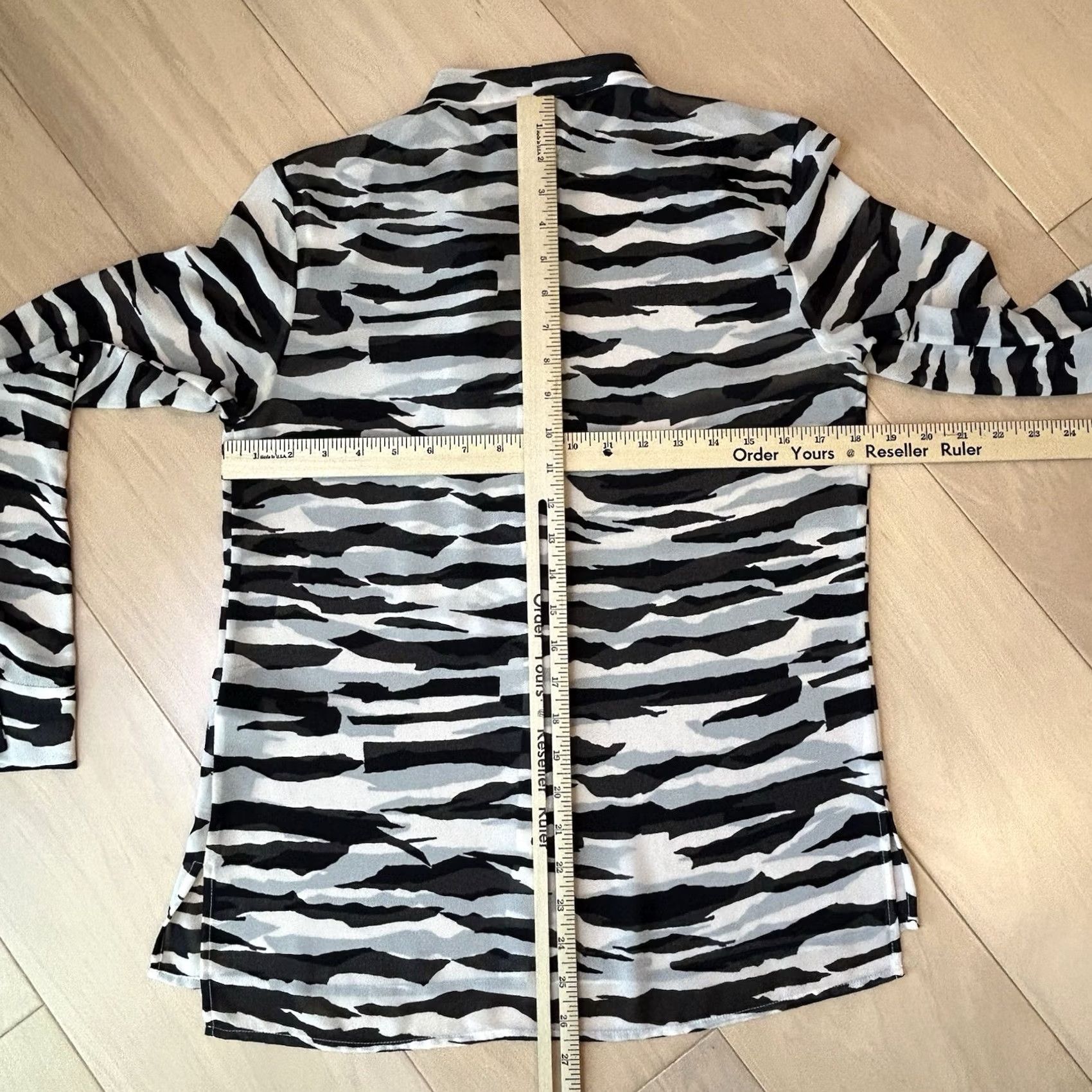 Allsaints VINTAGE AllSaints Toni Zephyr Button Up Shirt Long Sleeve Women's M Black / White Zebra Designer City Workwear Blouse Girls/Boys? Size M / US 6-8 / IT 42-44 - 5 Thumbnail