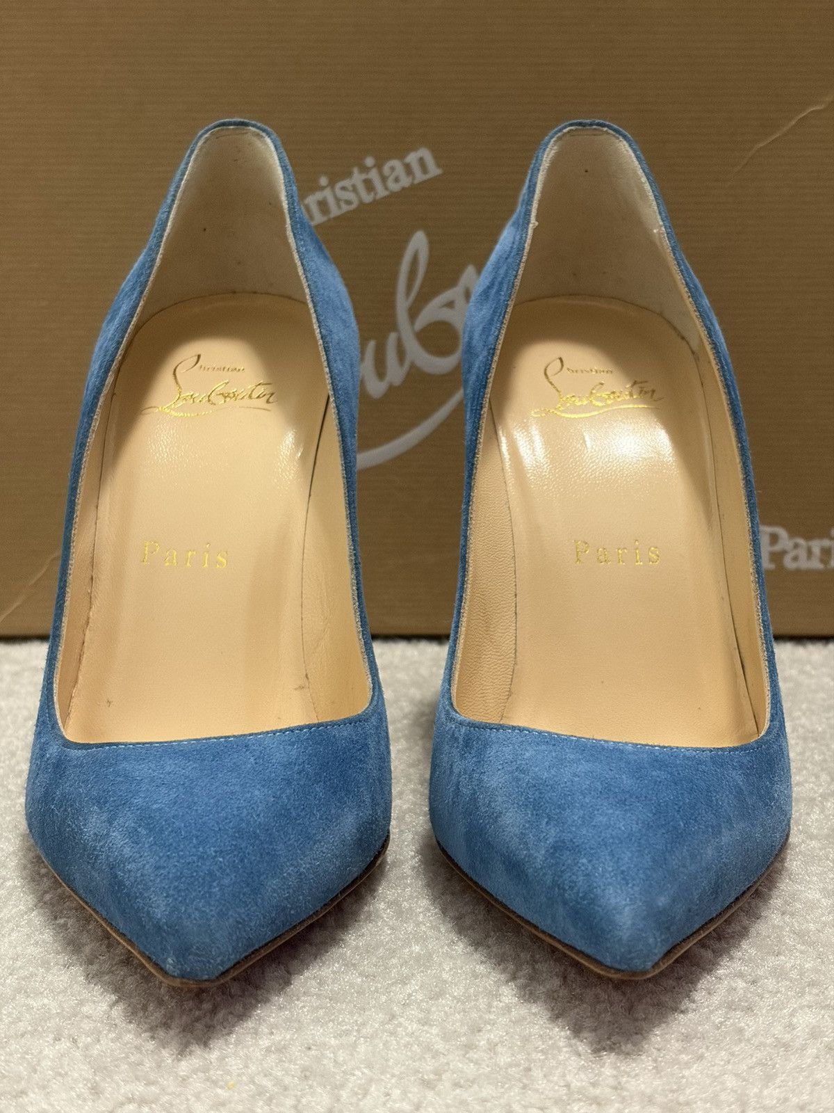 Christian Louboutin Pigalle Follies 100 Veau Velours Heels Size US 5.5 / IT 35.5 - 2 Thumbnail