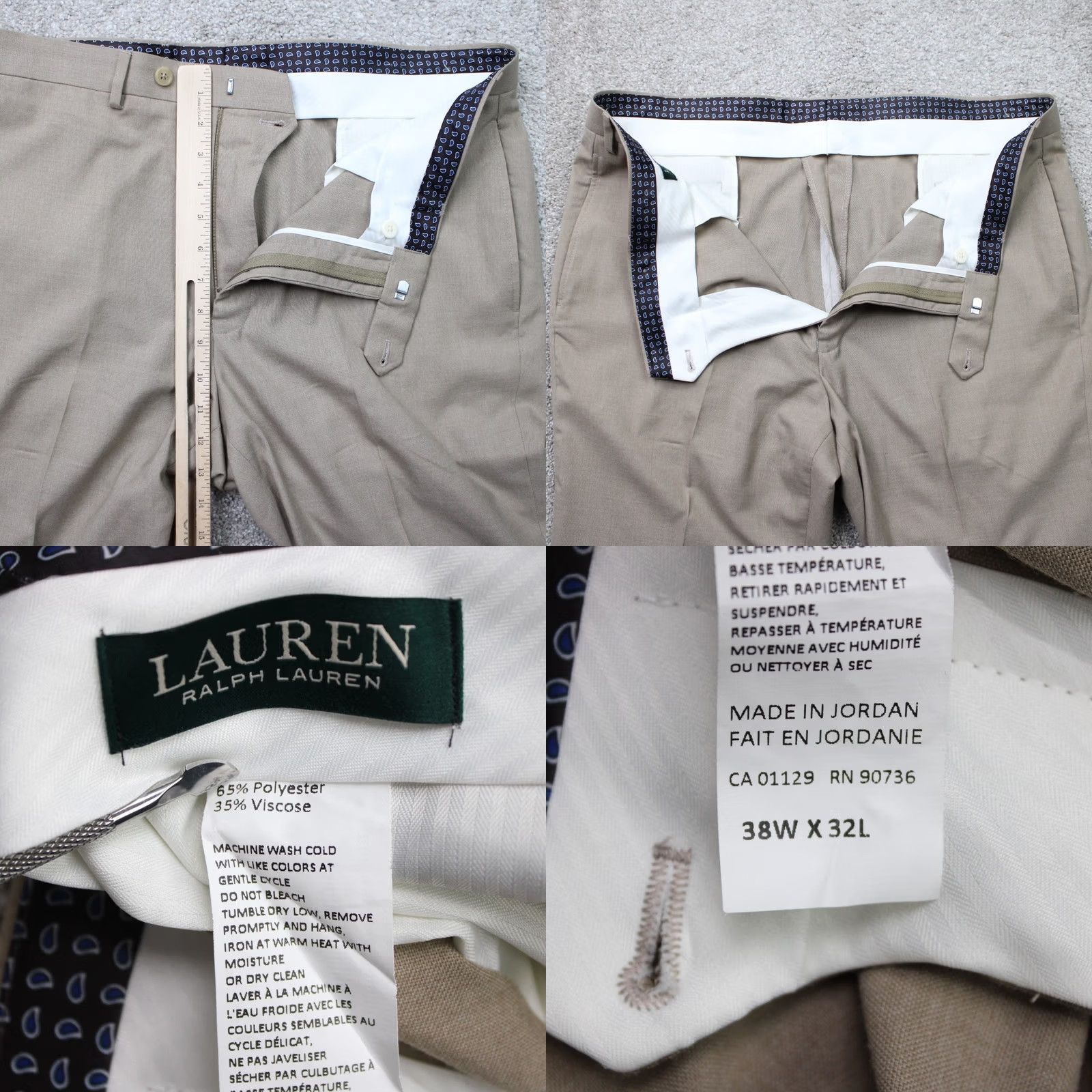 Ralph Lauren LAUREN Ralph Lauren Pants Mens 38x32 Beige Flat Front Polyester/Viscose Blend Dress Pants Size US 38 / EU 54 - 8 Thumbnail