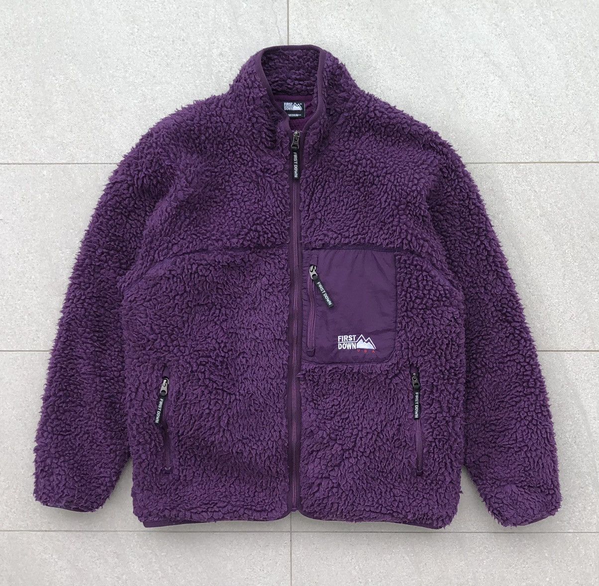 Japanese Brand First Down USA Pile Sherpa Purple Jacket Size US L / EU 52-54 / 3 - 1 Thumbnail