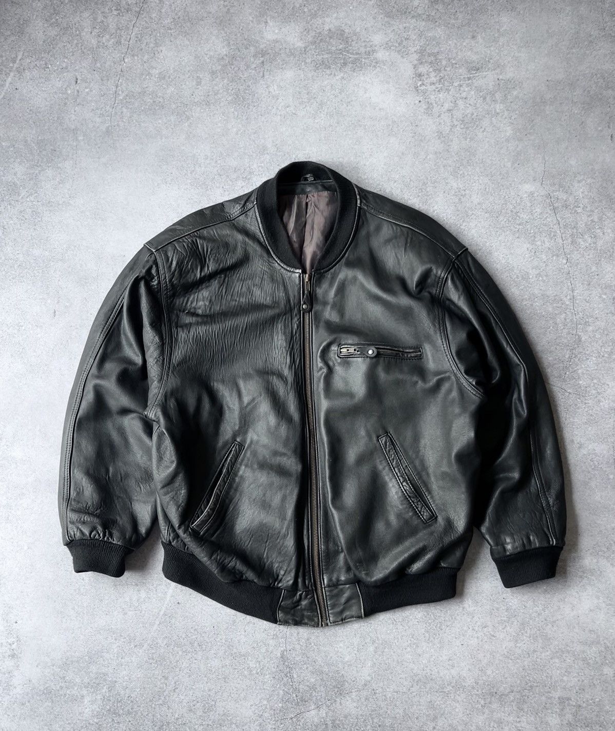 Genuine Leather Vintage Bomber Echtes Leather jacket mens y2k rare Size US XL / EU 56 / 4 - 1 Thumbnail