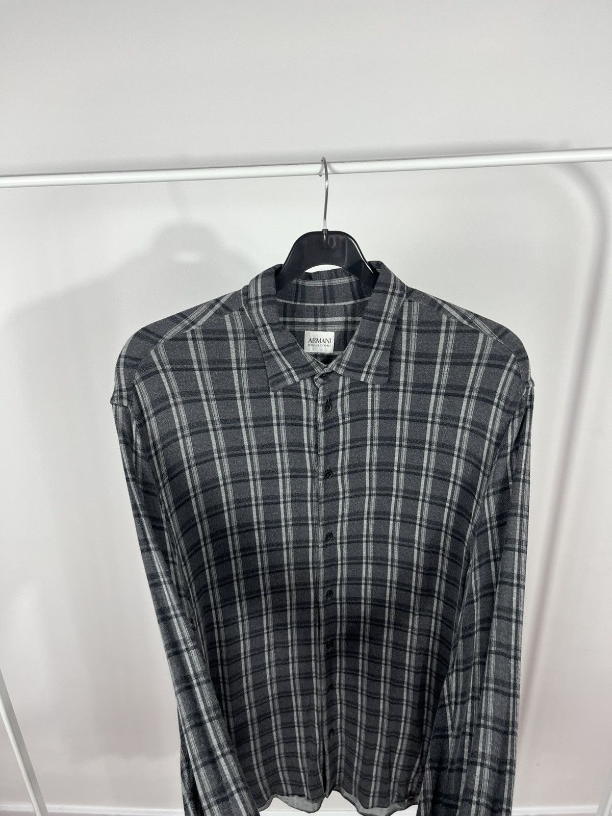 Armani Collezioni Armani Collezioni Gray Plaid Shirt Men’s L Long Sleeve Size US L / EU 52-54 / 3 - 6 Thumbnail