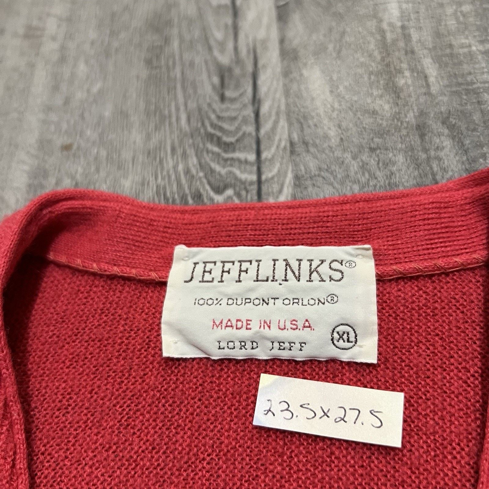 Vintage VTG Lord Jeff Salmon Pink Cardigan 80s Knit Cardigan Sweater Size US XL / EU 56 / 4 - 4 Thumbnail