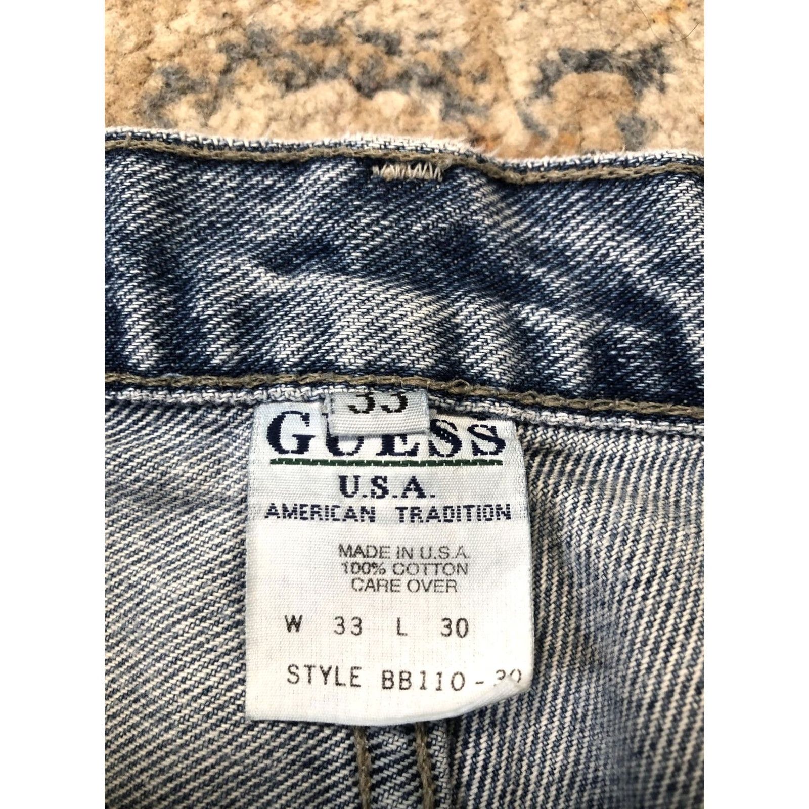 Guess VINTAGE Guess Jeans Mens 33x30 Blue Light Wash Straight Denim USA 90s BB110-30 Size US 33 - 6 Thumbnail