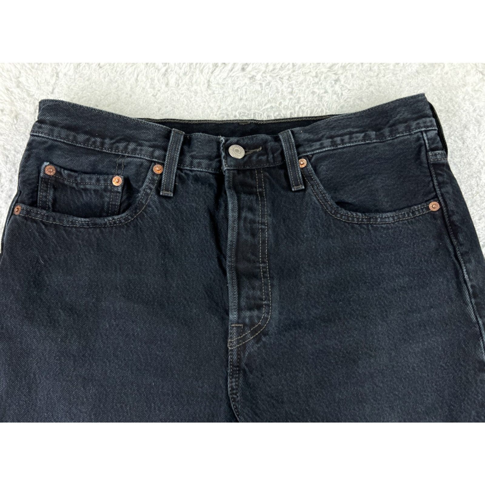 Levi's Levi's Jeans Adult 29 Black Denim 501XX Button Fly Distressed Slim Womens Size 29" - 4 Thumbnail