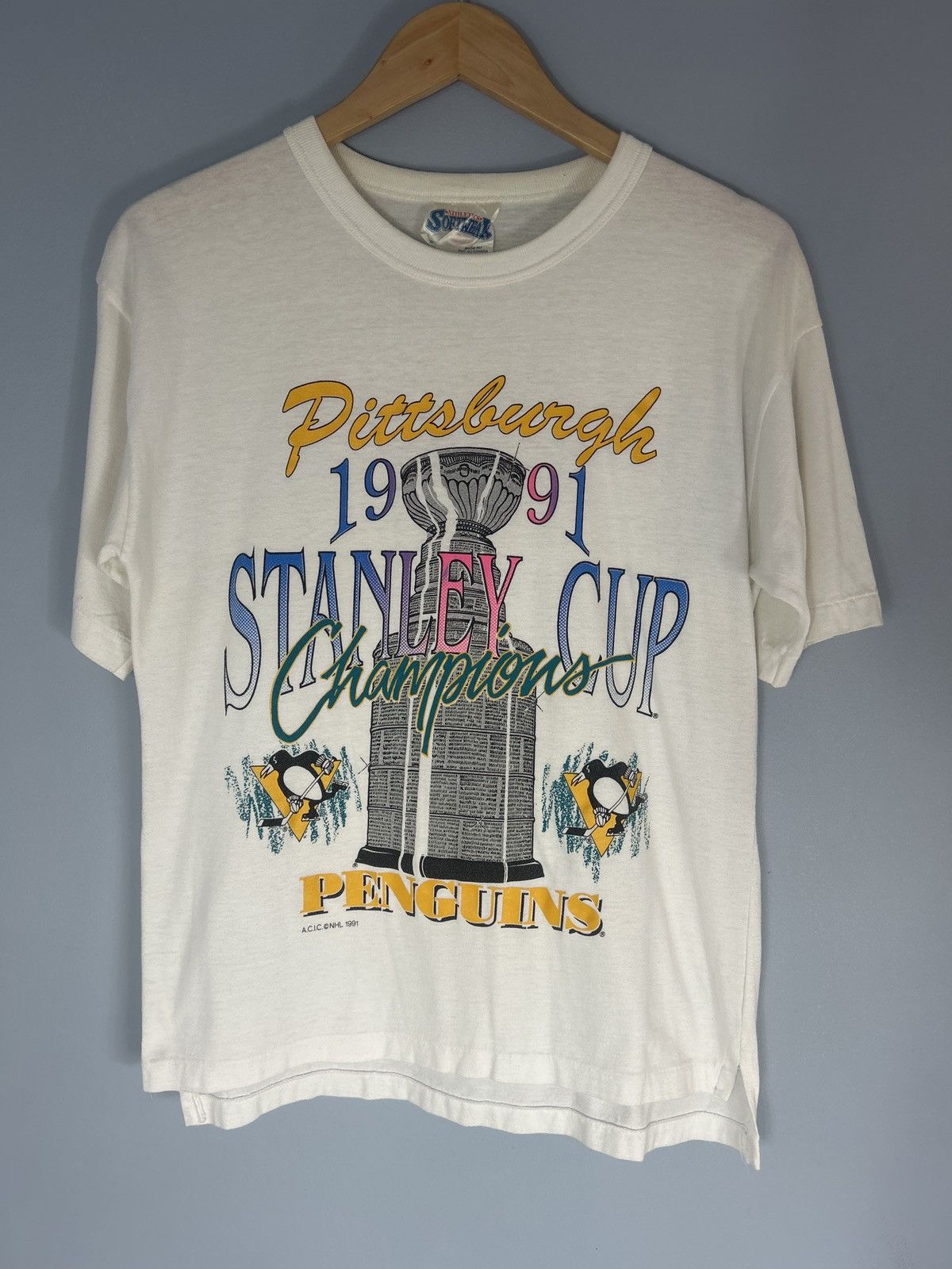 NHL × Vintage Vintage 1991 Pittsburgh Penguins Stanley Cup Champions Tee Size US M / EU 48-50 / 2 - 1 Thumbnail