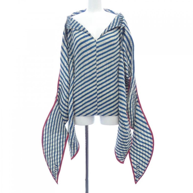 Issey Miyake Issey Miyake size:3 Blue and white striped irregular-shape Size S / US 4 / IT 40 - 1 Thumbnail