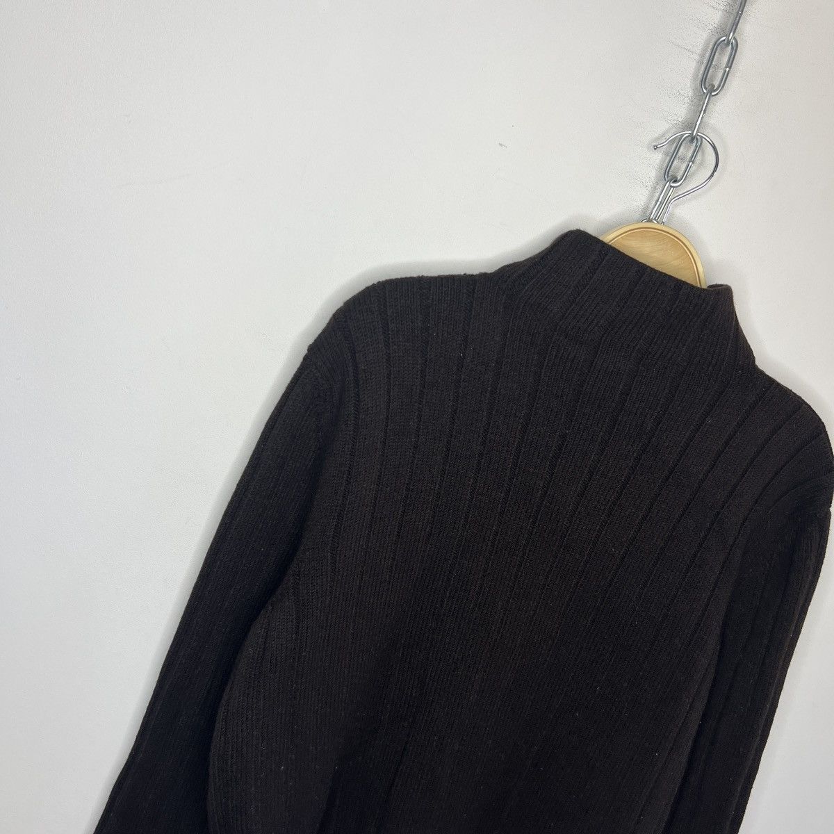 Hermes HERMES Brown Wool Ribbed Full Zip Sweater Italy Riri Size US L / EU 52-54 / 3 - 12 Thumbnail