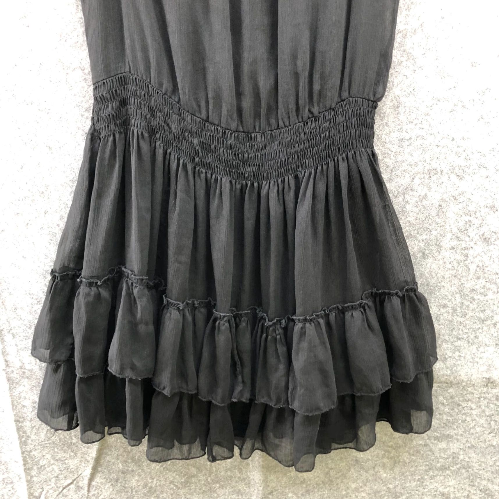 Zara Zara Sleeveless Mini Dress Size S Black Chiffon A Line Tiered Ruffle Party Size XS / US 0-2 / IT 36-38 - 4 Thumbnail