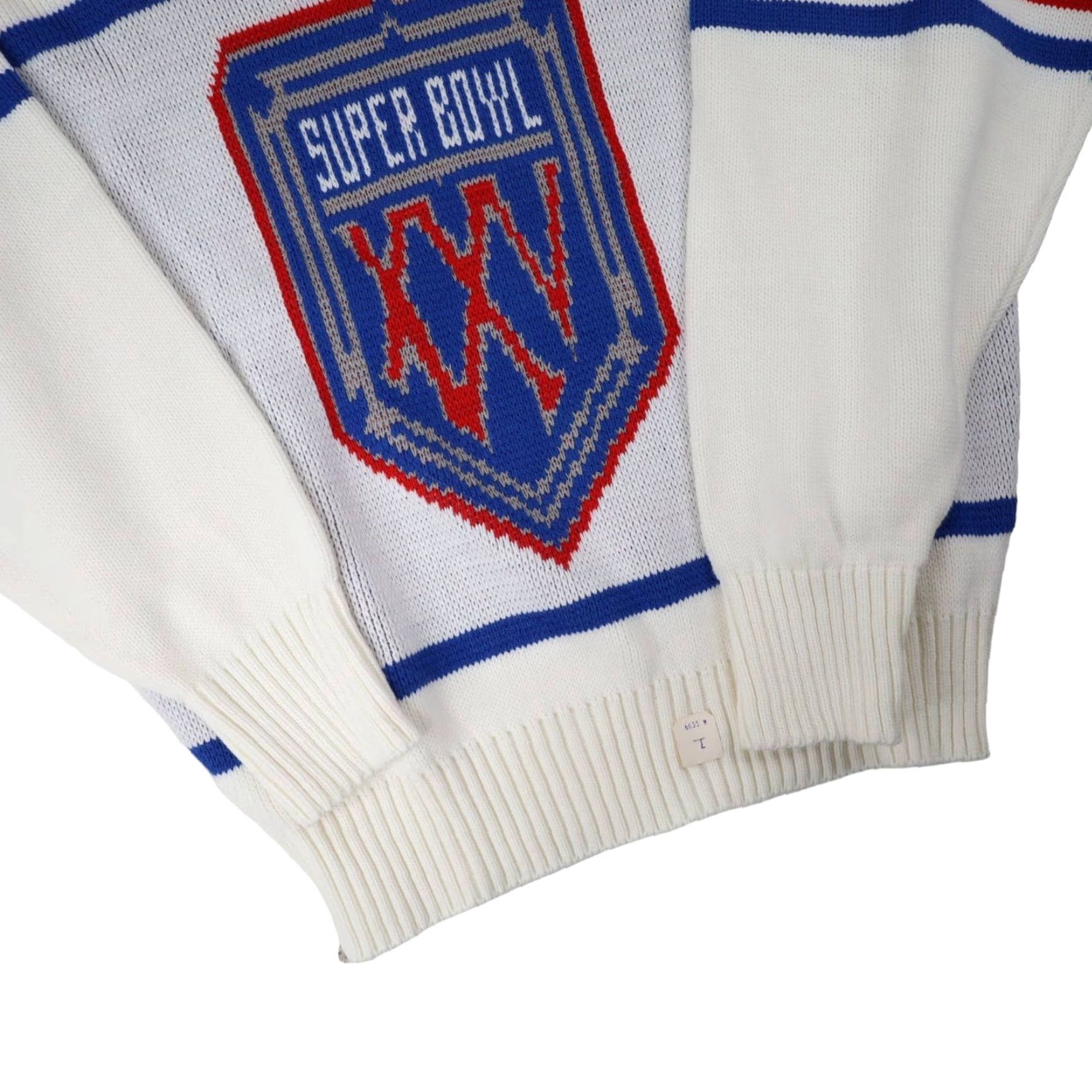 NFL VINTAGE NFL Cliff Engle Super Bowl XXV Mens Large Knit Sweater White Size US L / EU 52-54 / 3 - 3 Thumbnail