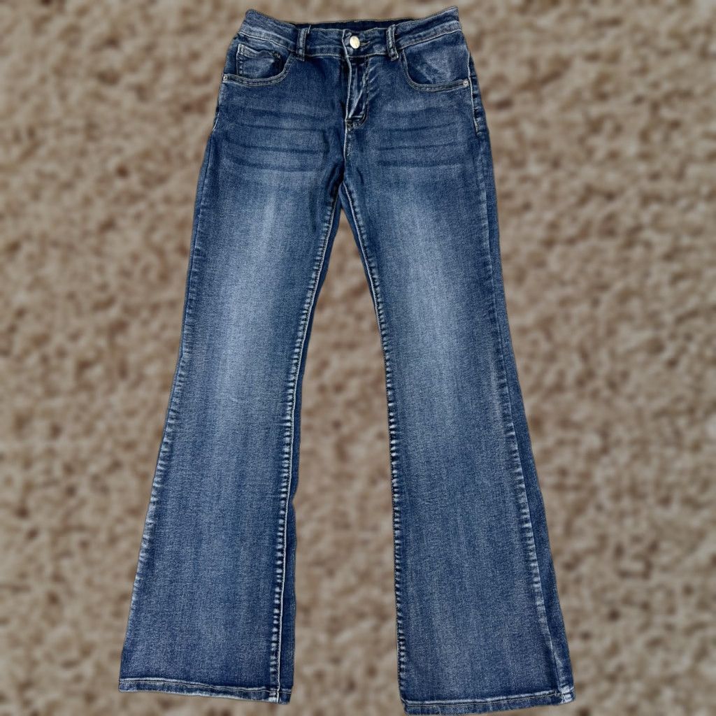 Shein SheIn Jeans Womens 4 Blue Denim Flare Cotton Blend Stretch Mid Rise 23x29 Pants Size 27" / US 4 / IT 40 - 1 Thumbnail