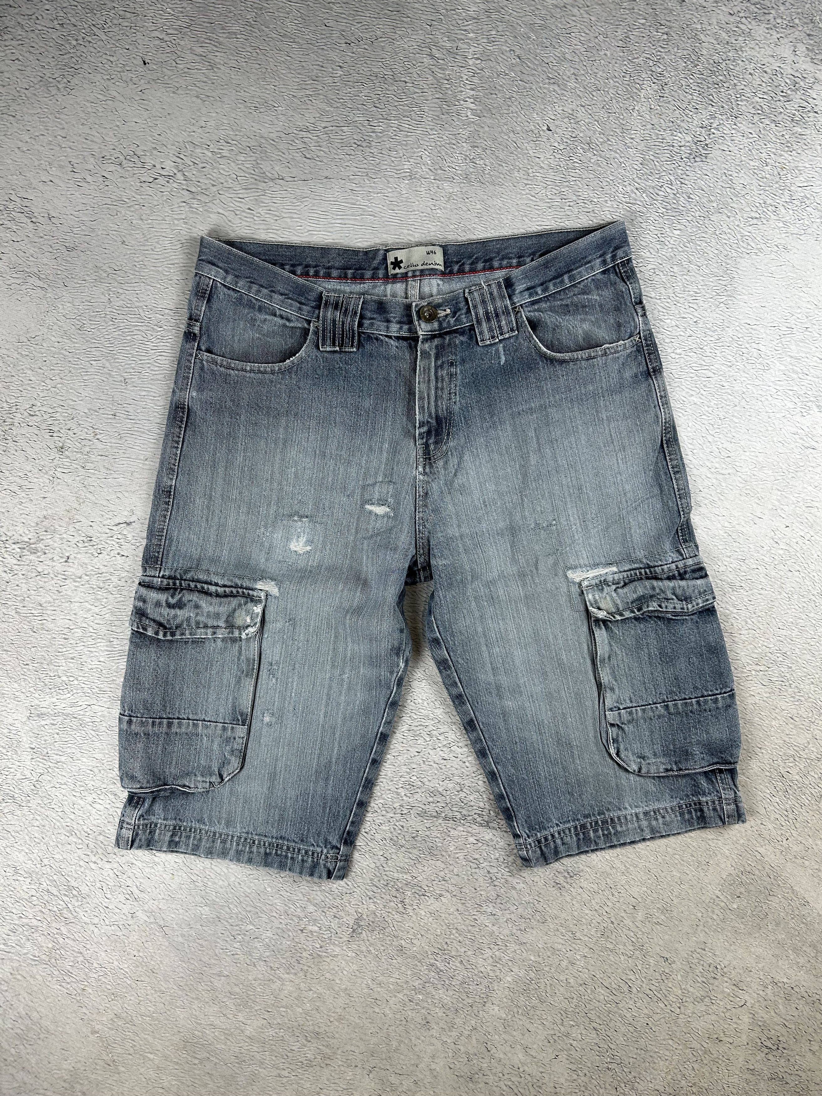 JNCO Vintage Cargo Denim Shorts Baggy Streetwear Big Logo SK8 Size US 36 / EU 52 - 3 Thumbnail
