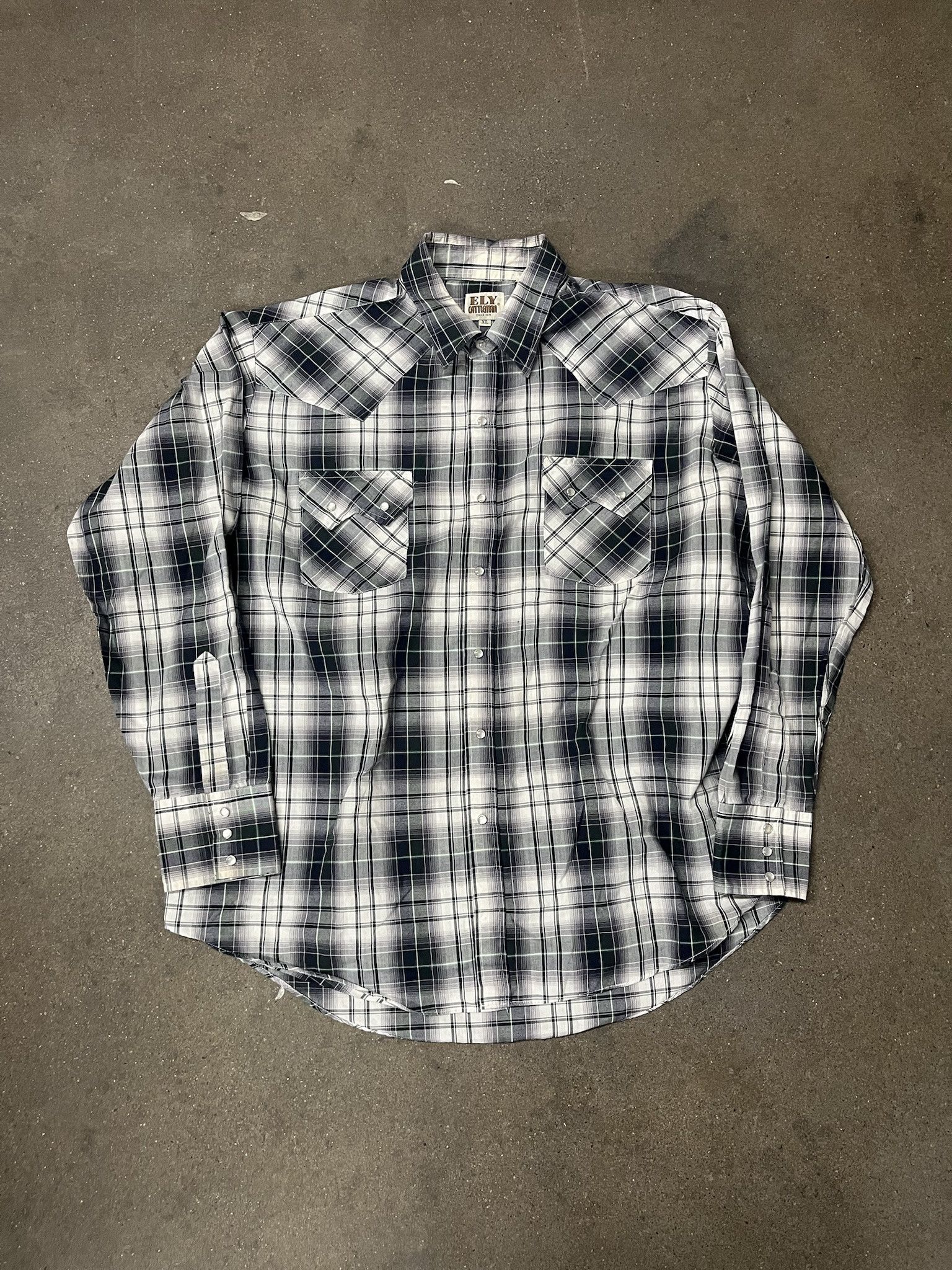 Carhartt × Vintage Vintage 1990s Ely Cattleman Pearl Snap Button Down Rodeo Shirt Size XL Size US XL / EU 56 / 4 - 1 Thumbnail