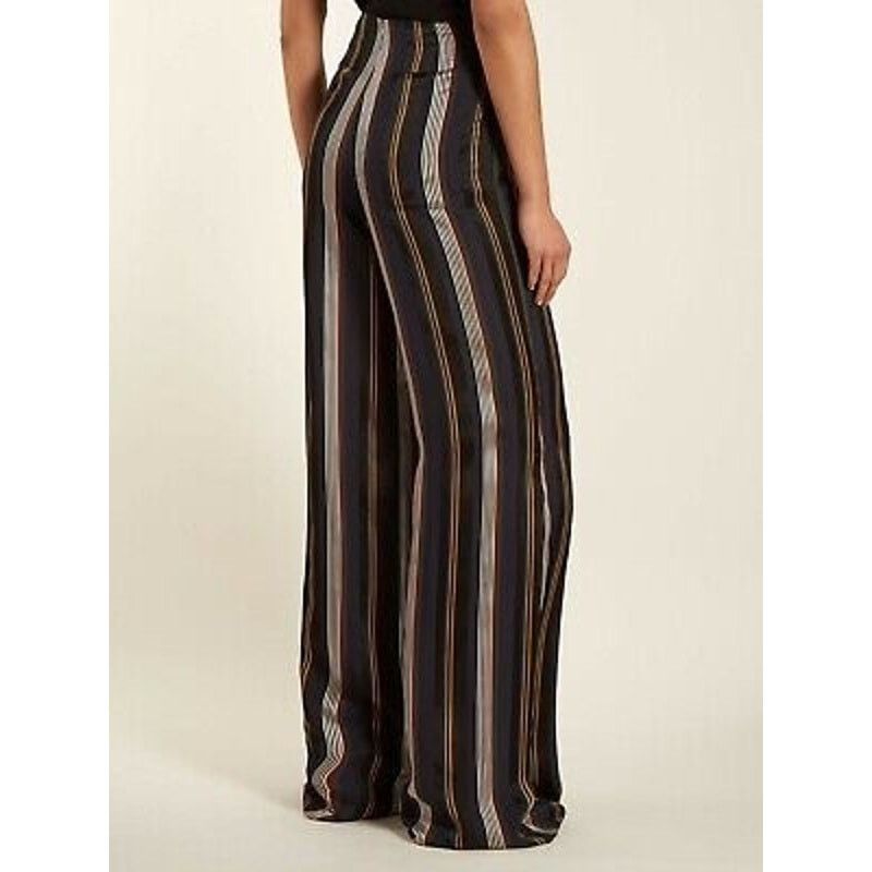 Nordstrom ROKSANDA | Navy Blue Stripe High Waist Wide Leg Pants US 10 Size 28" / US 6 / IT 42 - 2 Thumbnail