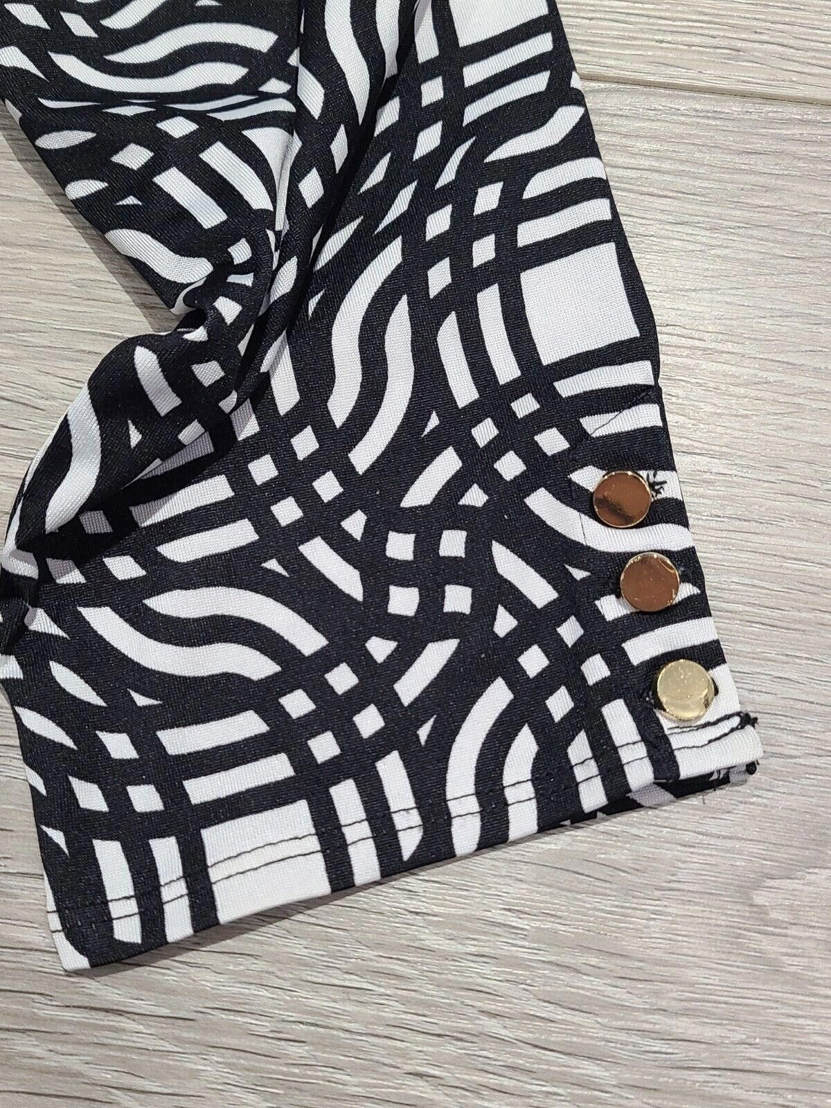 Designer Mudpie Dress Large Black White Stretch Sheath 3/4 Sleeve Size L / US 10 / IT 46 - 3 Thumbnail