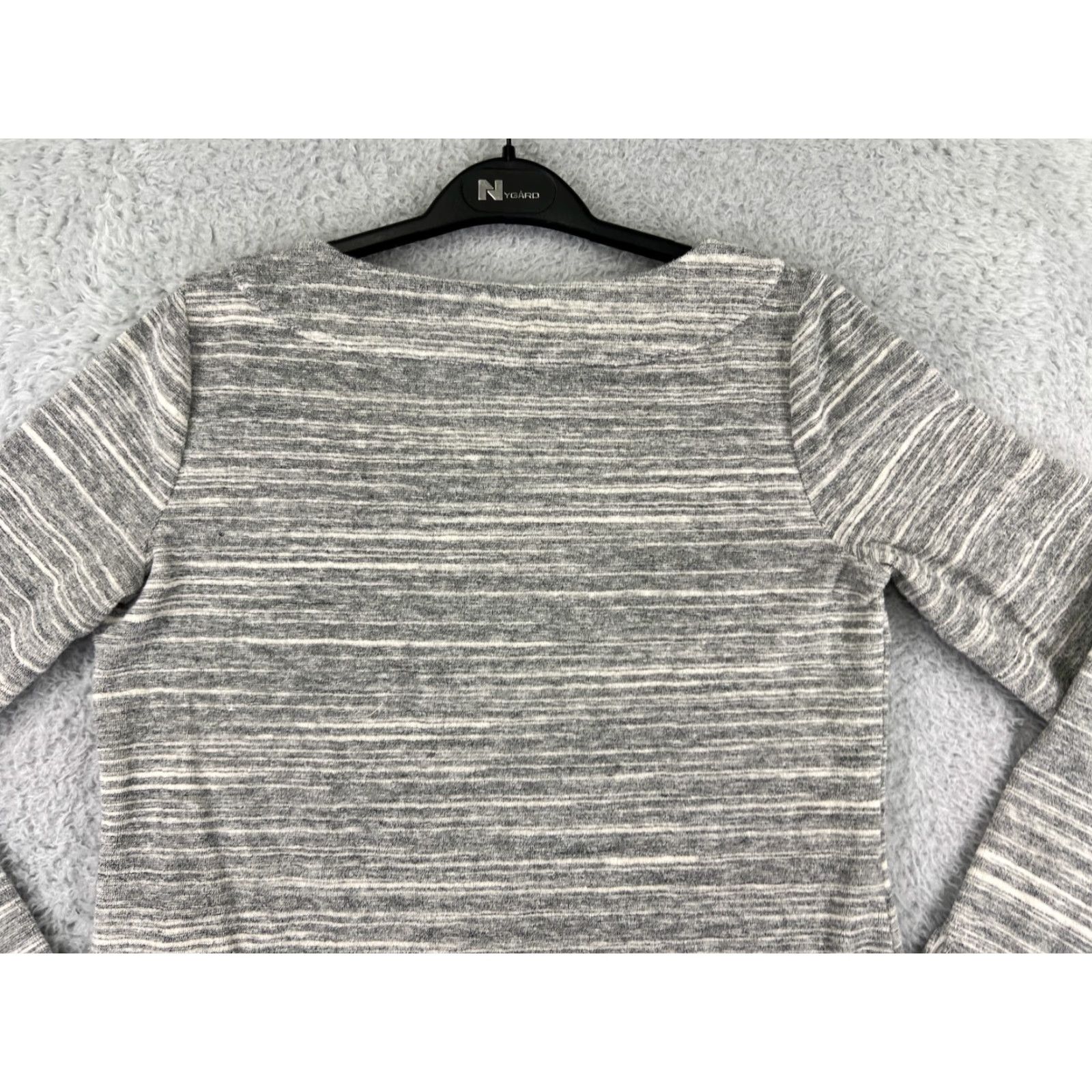 Talbots Talbots Shirt Women Small Gray Striped Long Sleeve Round Neck Casual Cotton Blend Size S / US 4 / IT 40 - 7 Thumbnail