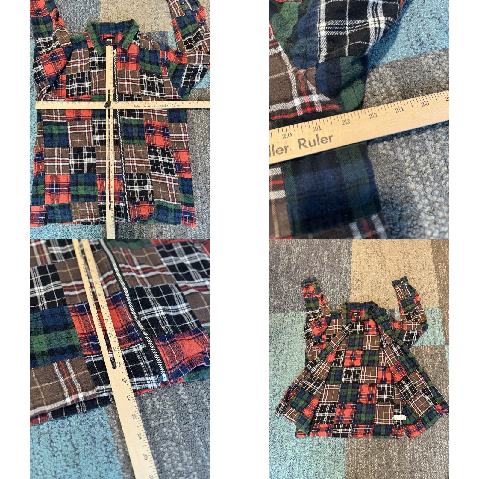 Vintage STUSSY PATCHWORK ZIP UP LS SHIRT Plaid L Men Long sleeve shirt Zip Front TV Genuine / 32143 Size US L / EU 52-54 / 3 - 9 Thumbnail