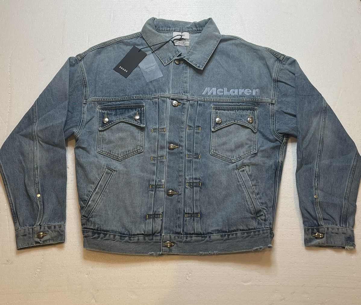 Rhude x MCLAREN Denim Embroidered Jacket AUTHENTIC