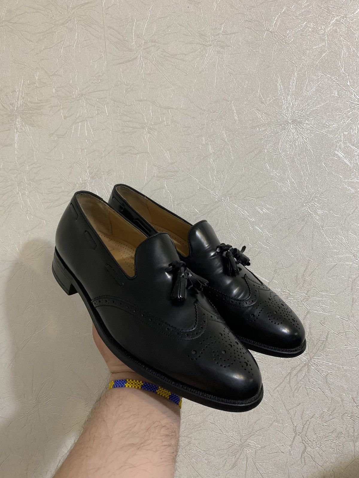 Vintage Barker Black Leather Loafers Tessel Made in England
