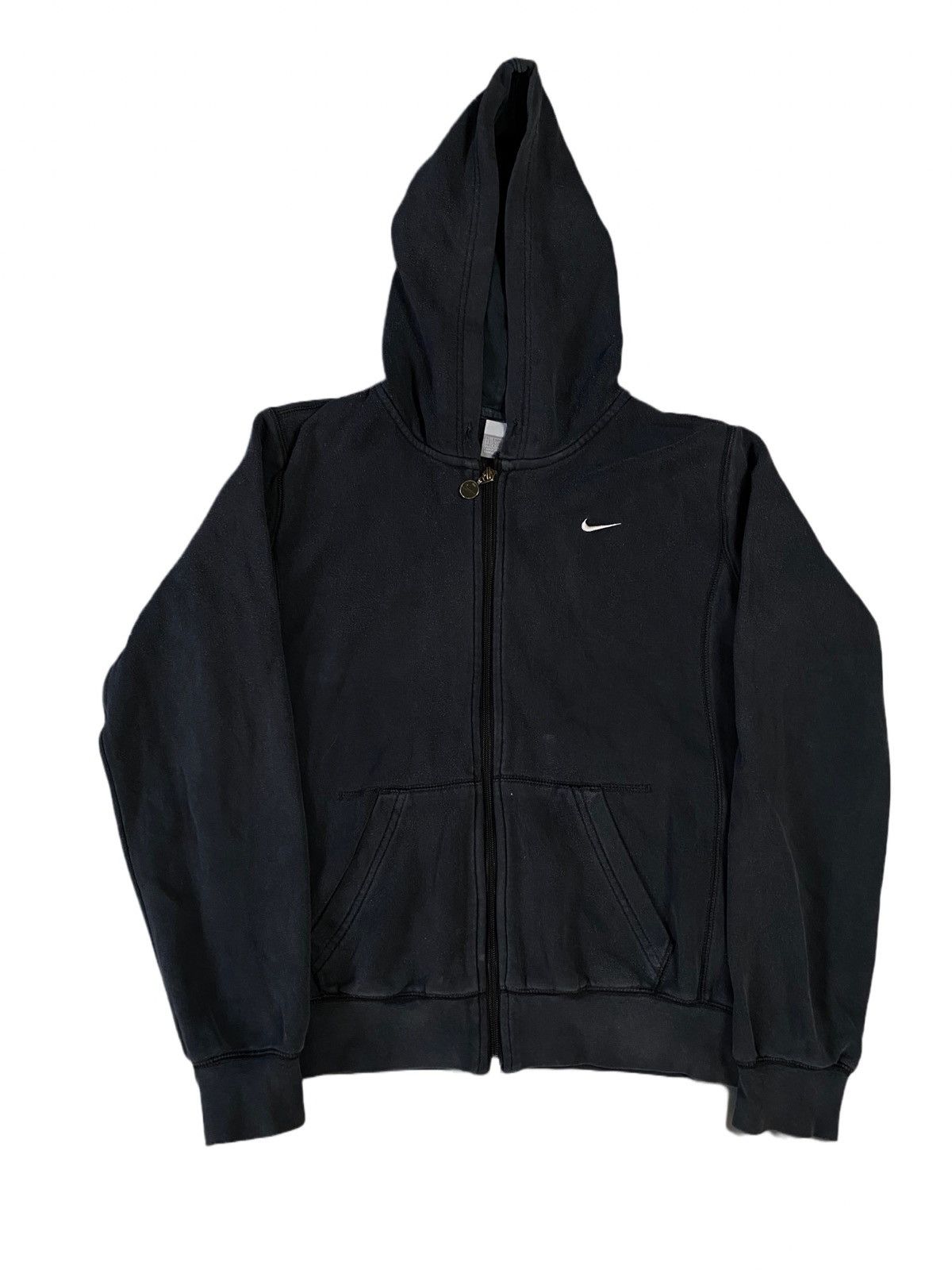 Nike × Vintage Nike vintage black zip hoodie small swoosh 2000s Size L / US 10 / IT 46 - 1 Thumbnail