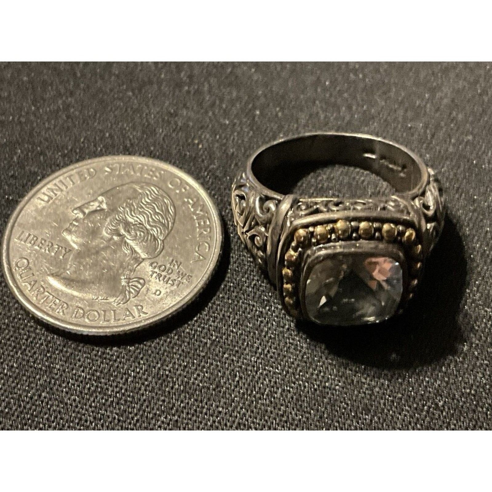 Other 925 Ring 18k Gold Around Topaz Faceted Ring Size 7 Size ONE SIZE - 5 Thumbnail