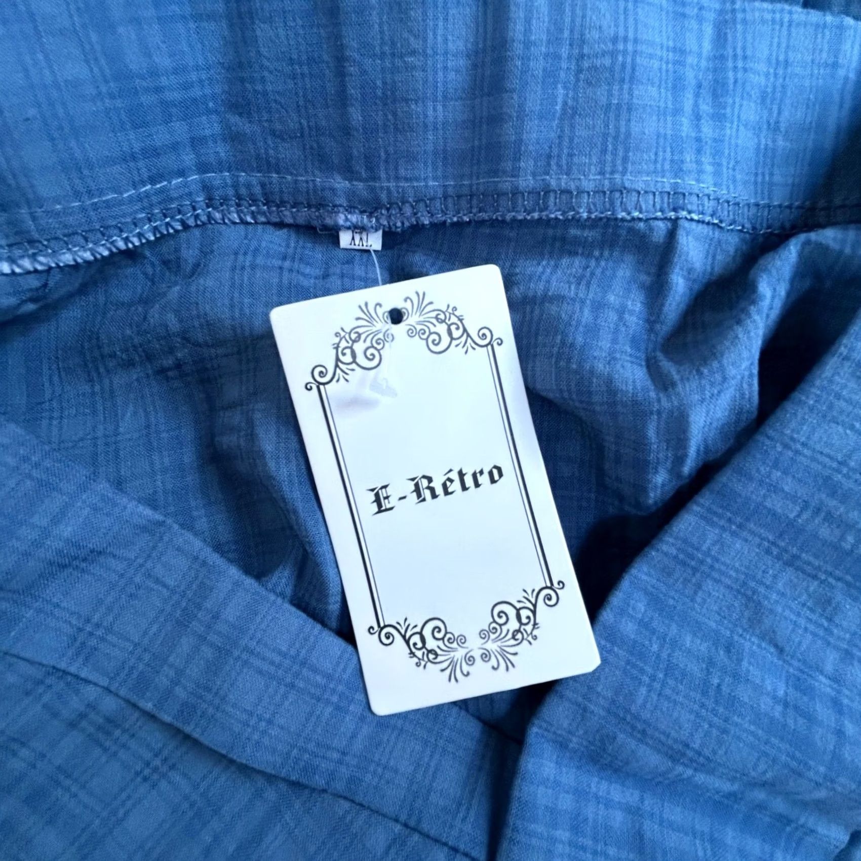 Nique VINTAGE E-Retro Womens Blue Plaid Button-Up Blouse Top With Unique Collar Size XXL New Size XXL / US 16-18 / IT 52-54 - 3 Thumbnail