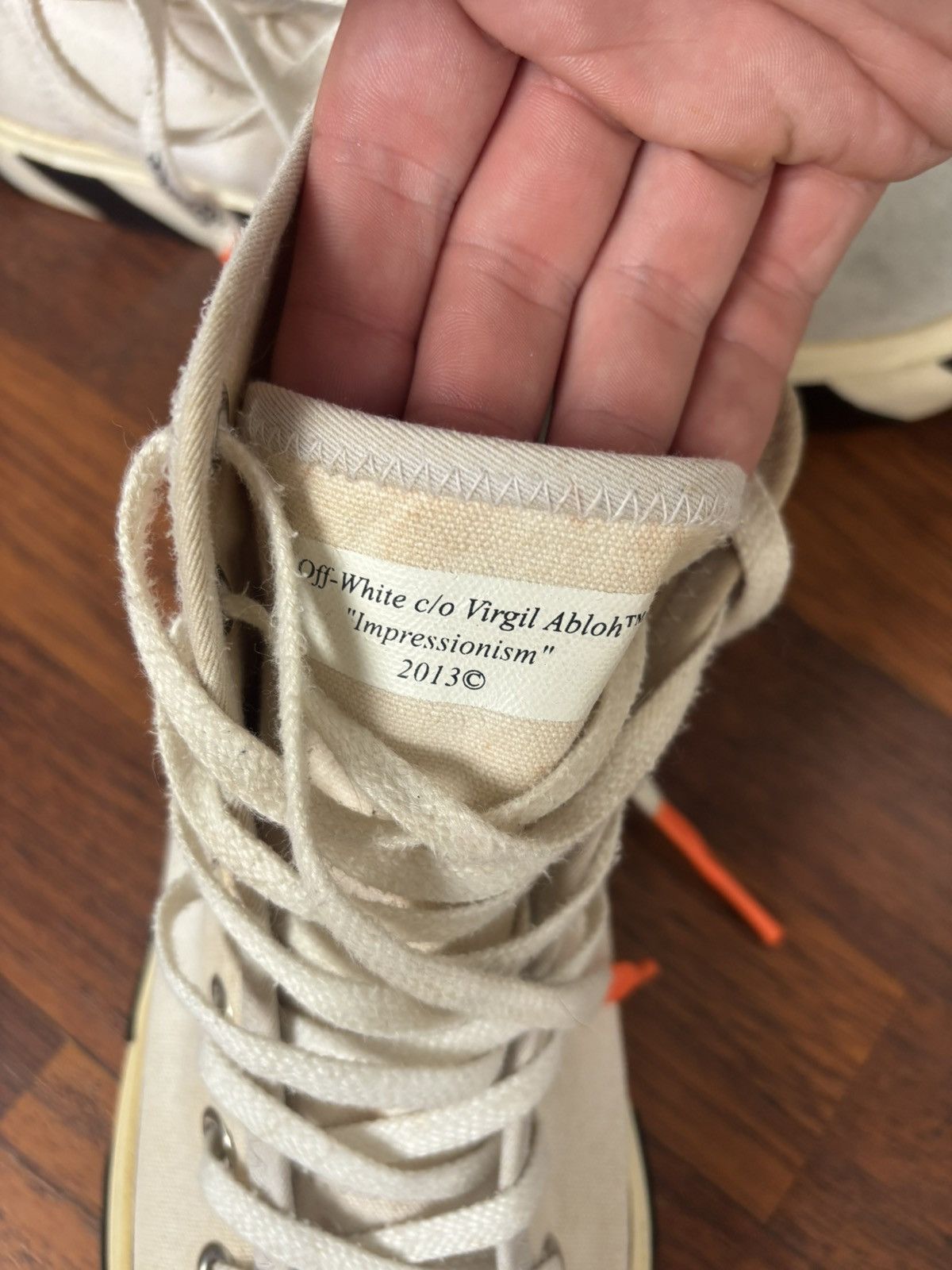 Off-White Off White Vulcanized high top “striped” Canvas Sneakers Size US 10.5 / EU 43-44 - 7 Thumbnail