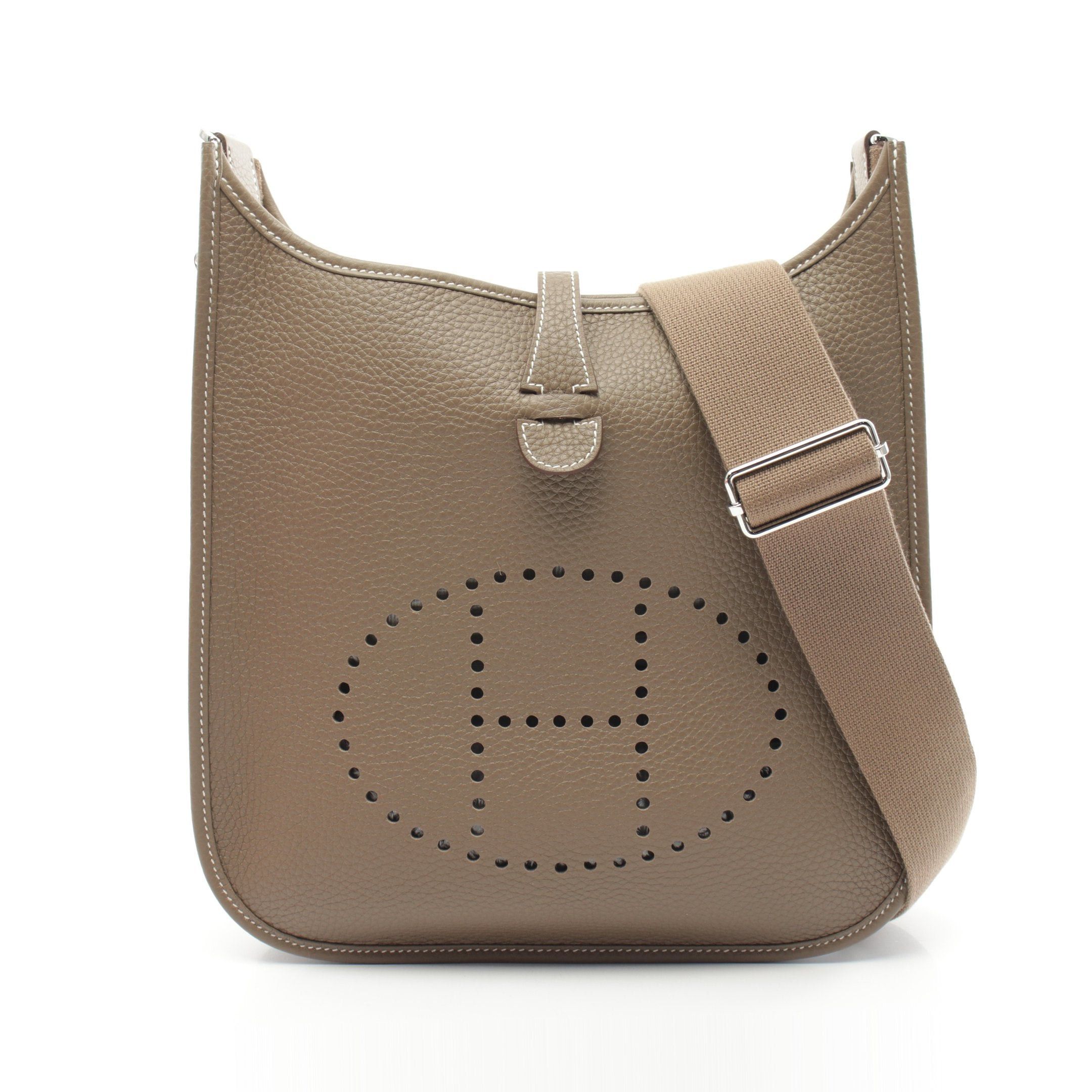 Hermes Hermes Evelyn 3 Troyes Pm Etoupe Shoulder Bag Clemence Leather Gray Brown Silver Hardware Double Engraved Size ONE SIZE - 1 Thumbnail