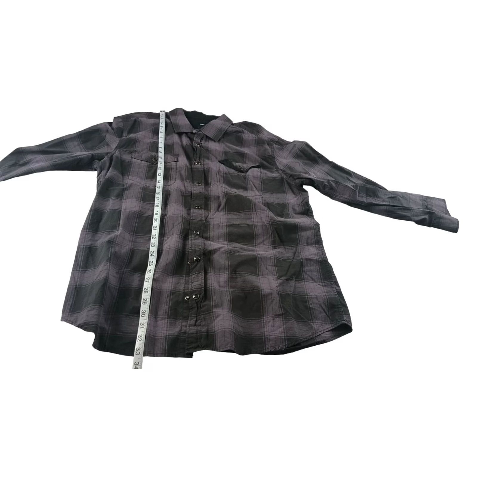 Gap Gap Button-Up Shirt Plaid Purple Black XL L/S Pockets Cowboy Western Mens Size US XL / EU 56 / 4 - 5 Thumbnail