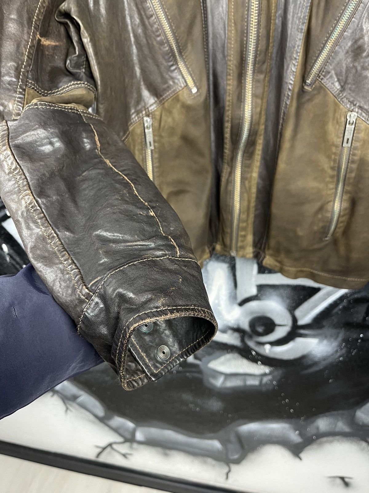Chevignon Chevignon Registered Product 57 Vintage Brown Full Zip Sheepskin Leather Jacket Size US XL / EU 56 / 4 - 10 Thumbnail